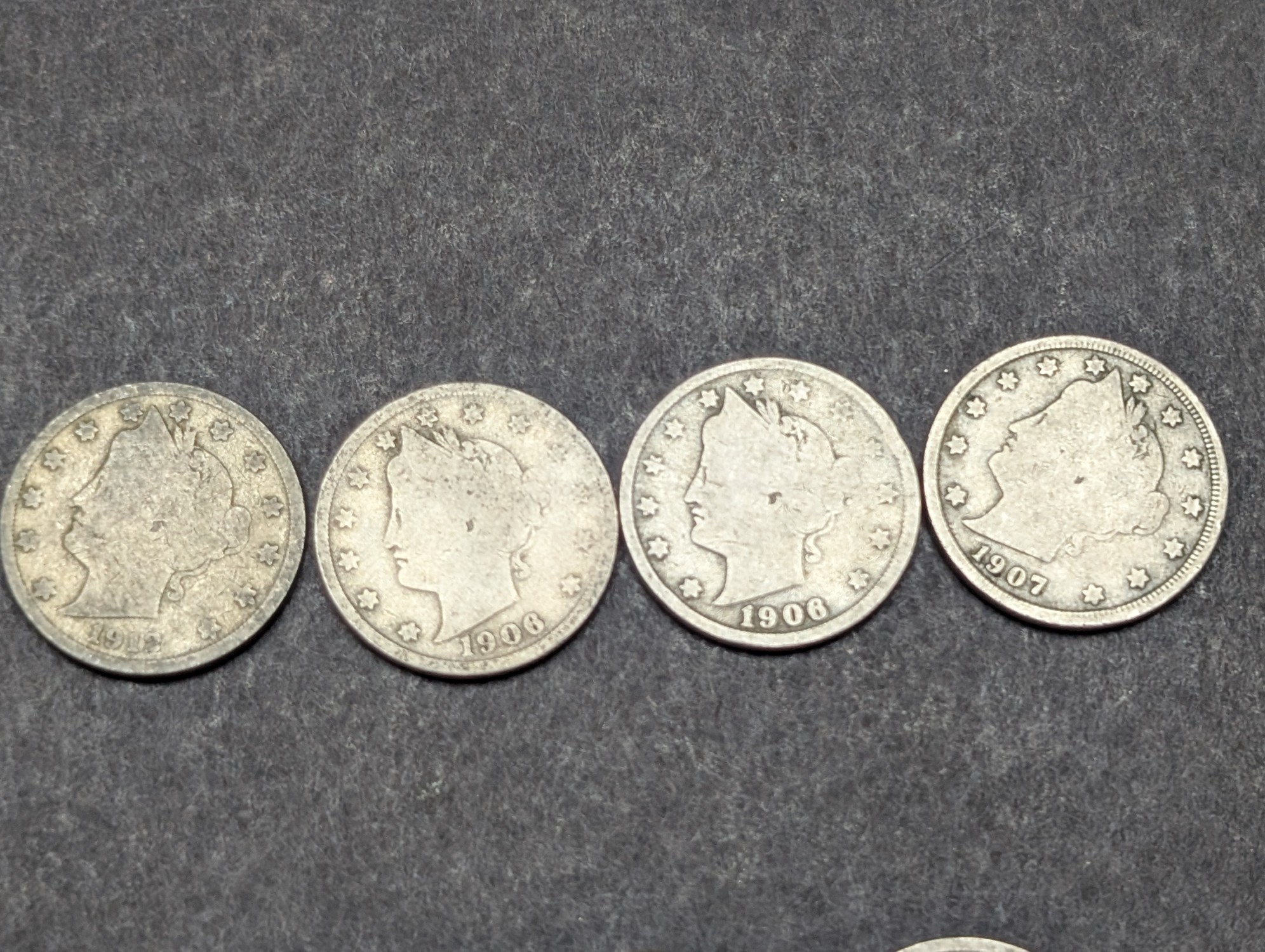 1904, 1905, (3) 1906, 1907, 1908, 1910, 1911, 1912 Liberty Head V Nickels