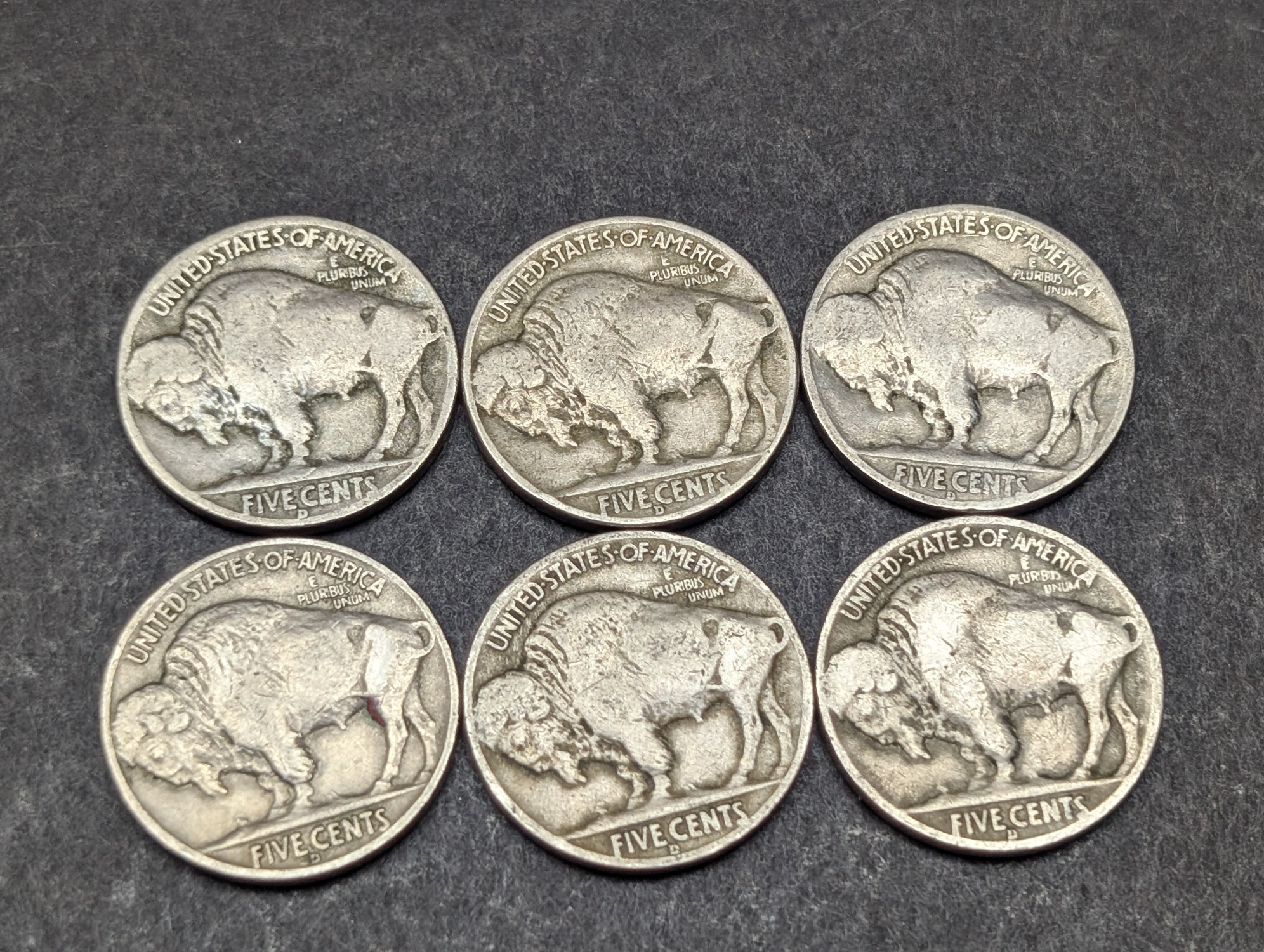 (6) 1936-D Indian Head Buffalo Nickels