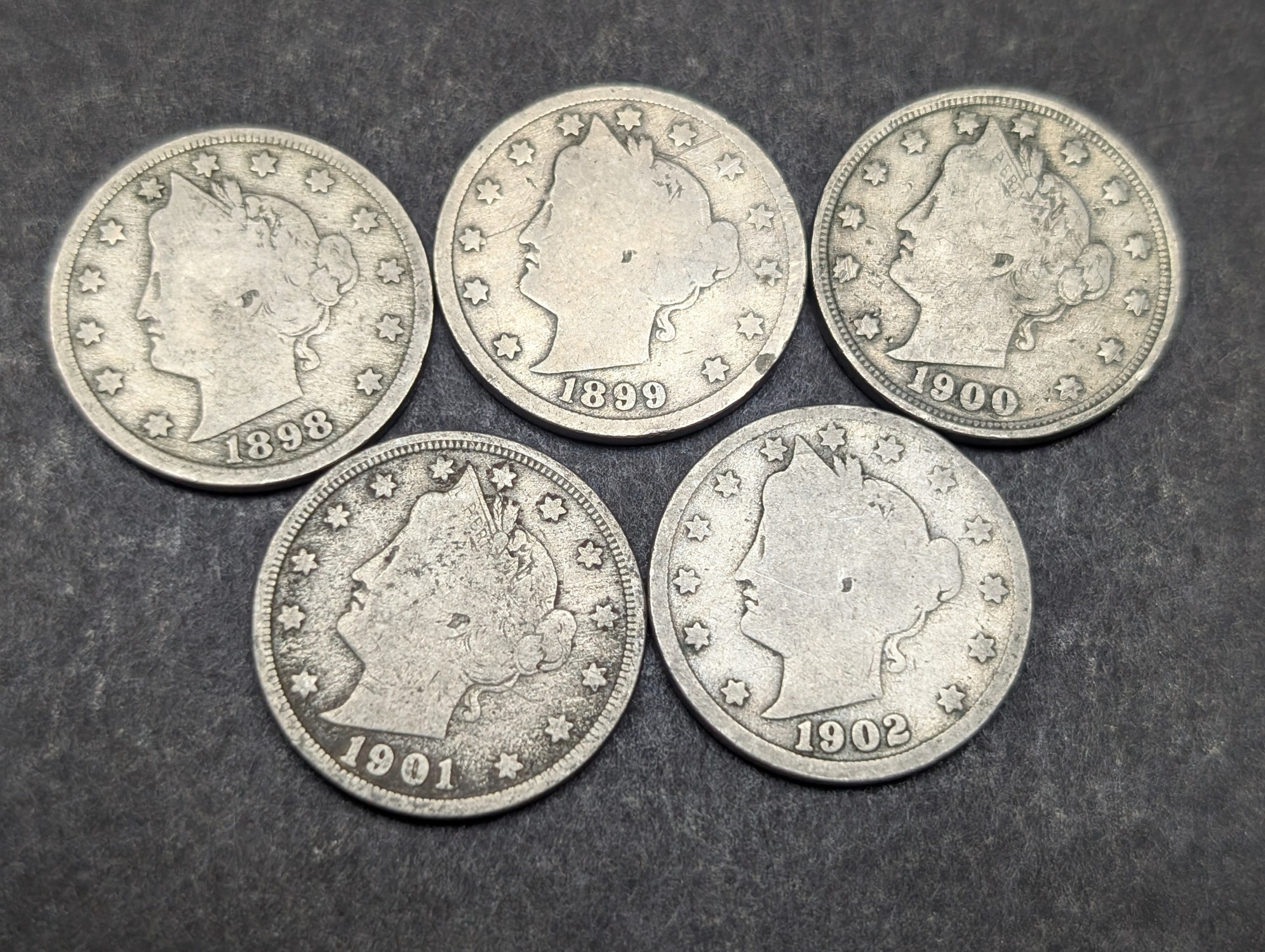 1898-1902 Liberty Head V Nickels - Consecutive Dates