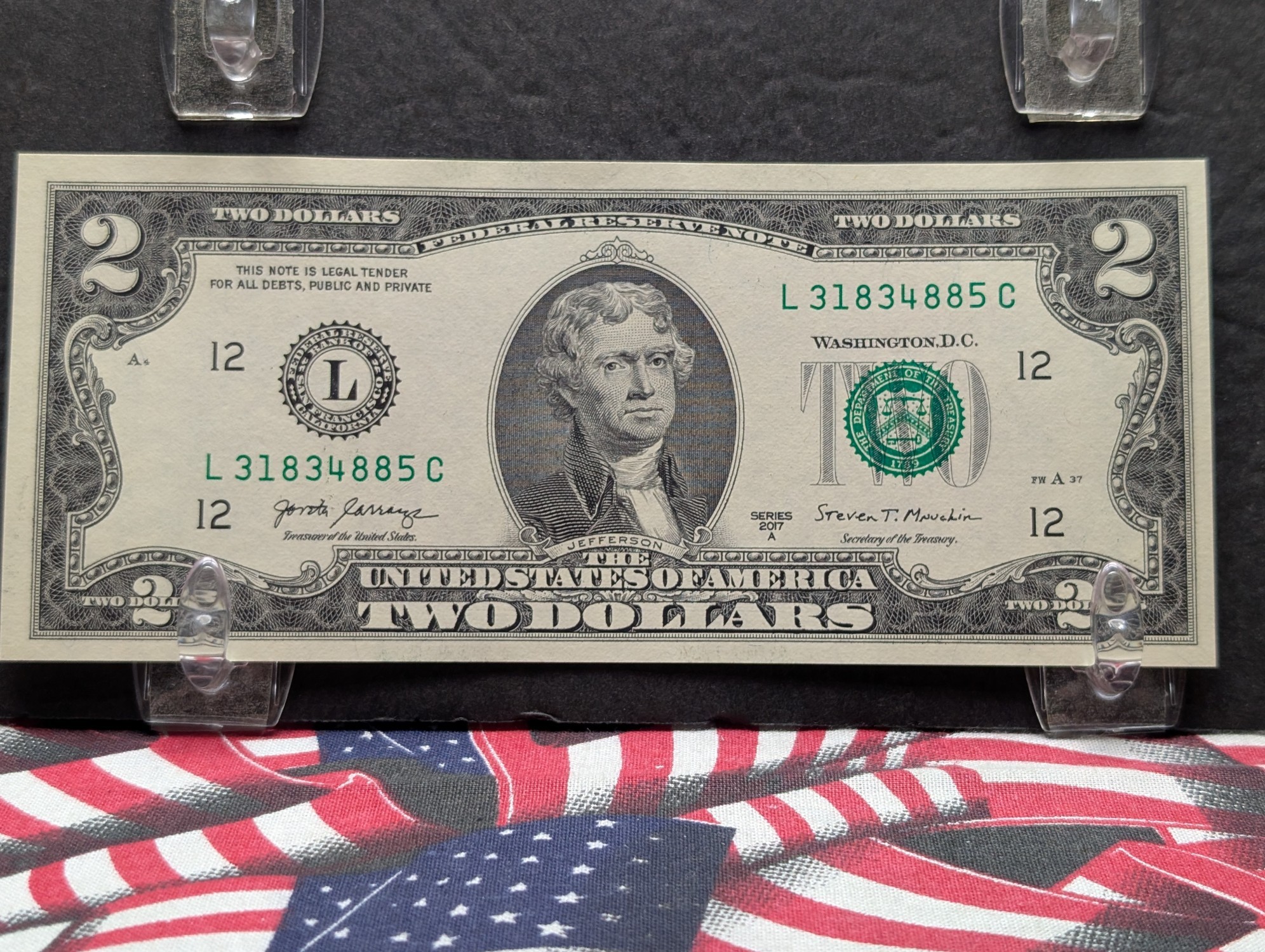 (5) 2017-A Series $2 Bills W/ Consecutive Serial Numbers