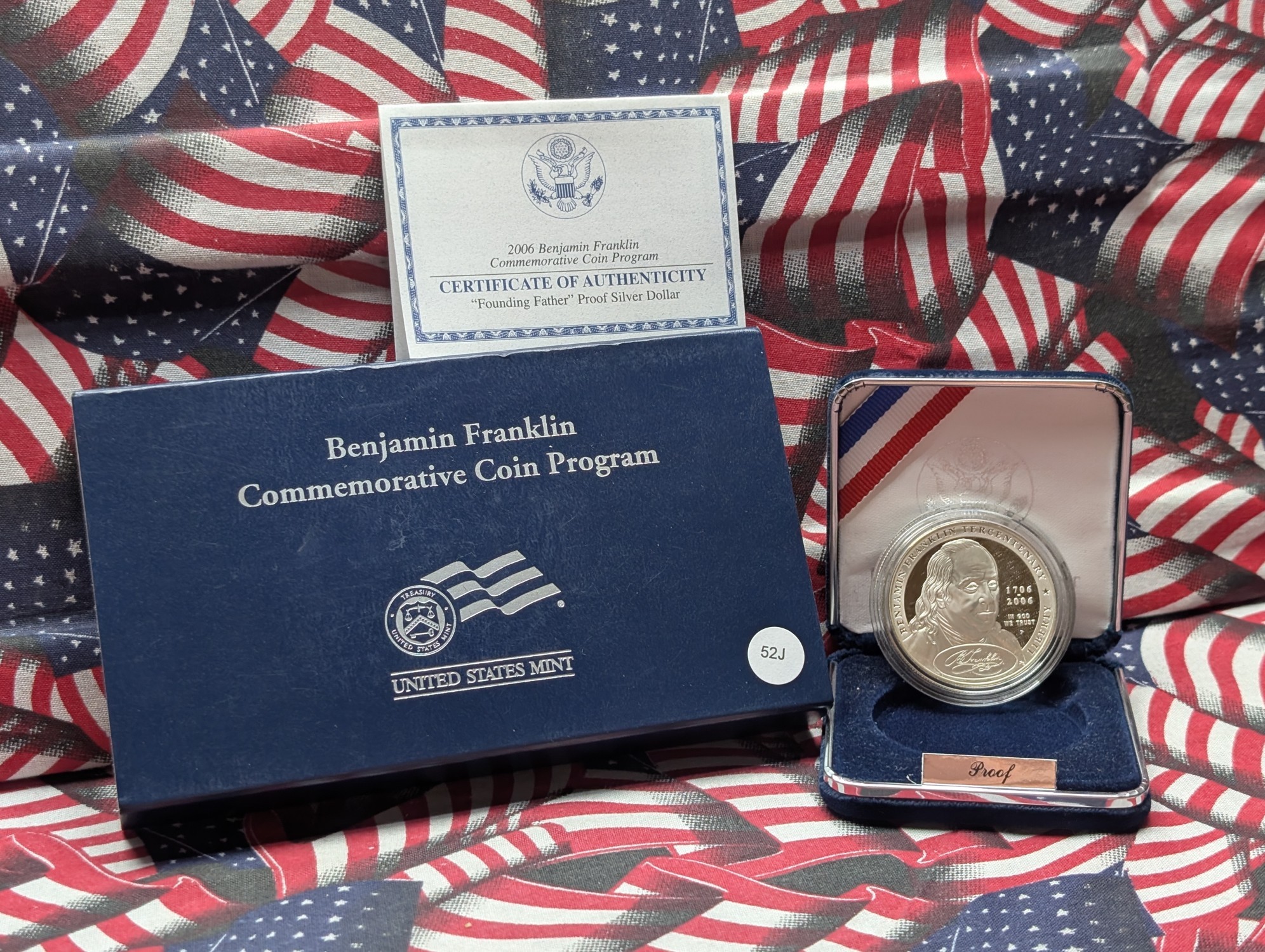 2006-P Benjamin Franklin Founding Father Commemorative Proof 90% Silver Dollar - In original box w/ COA