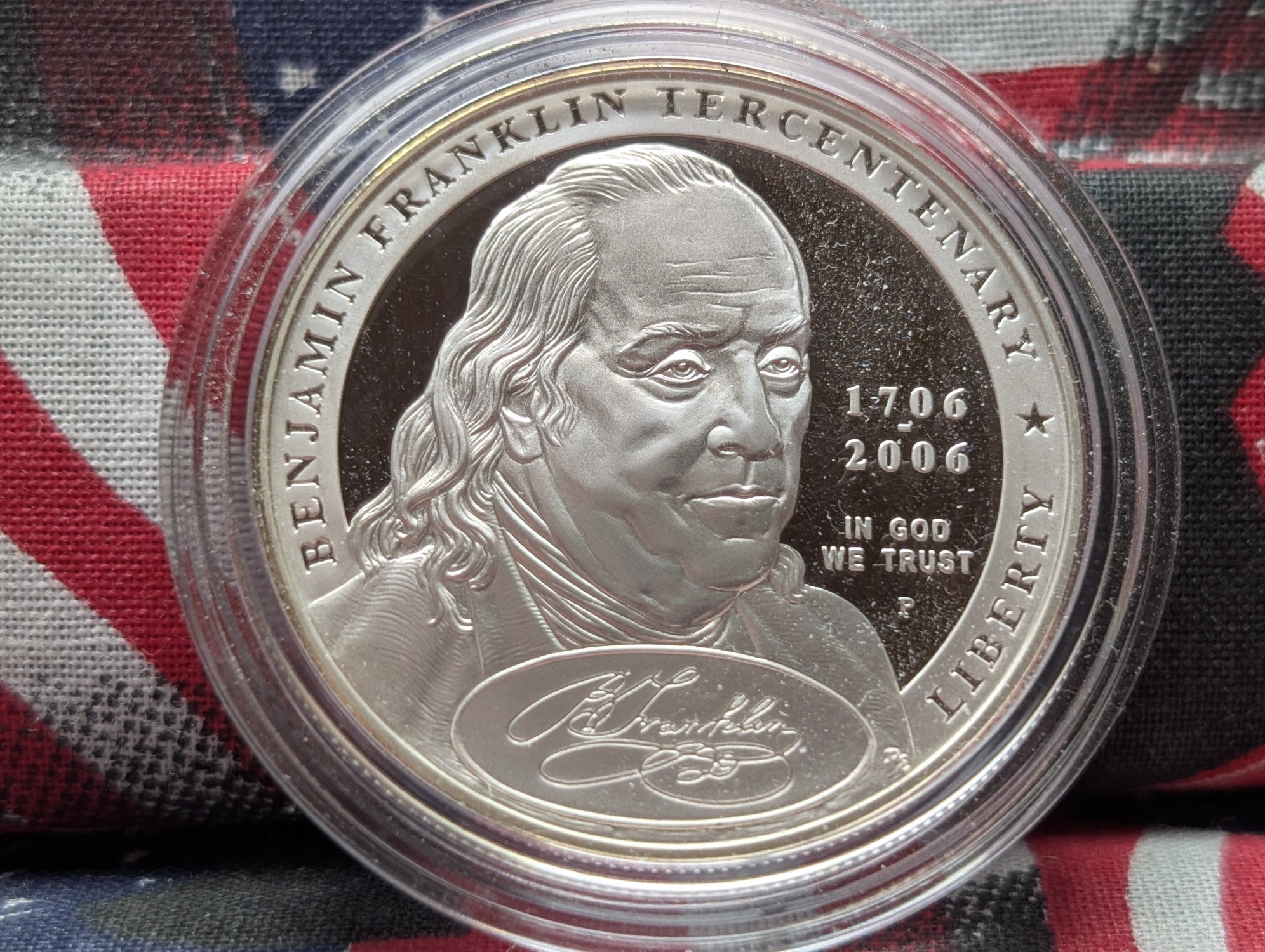 2006-P Benjamin Franklin Founding Father Commemorative Proof 90% Silver Dollar - In original box w/ COA