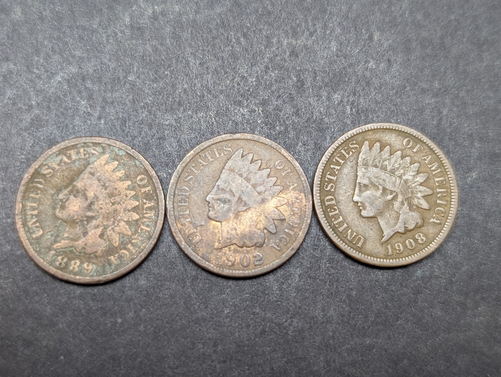 1889 & 1900-1908 Indian Head Cents - 10 Coins