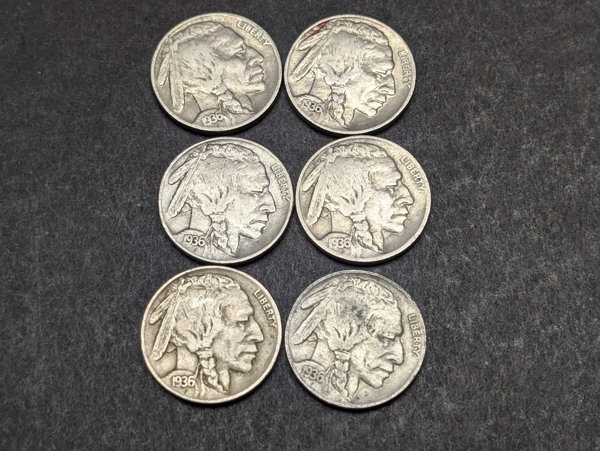 (15) 1936 Indian Head Buffalo Nickels