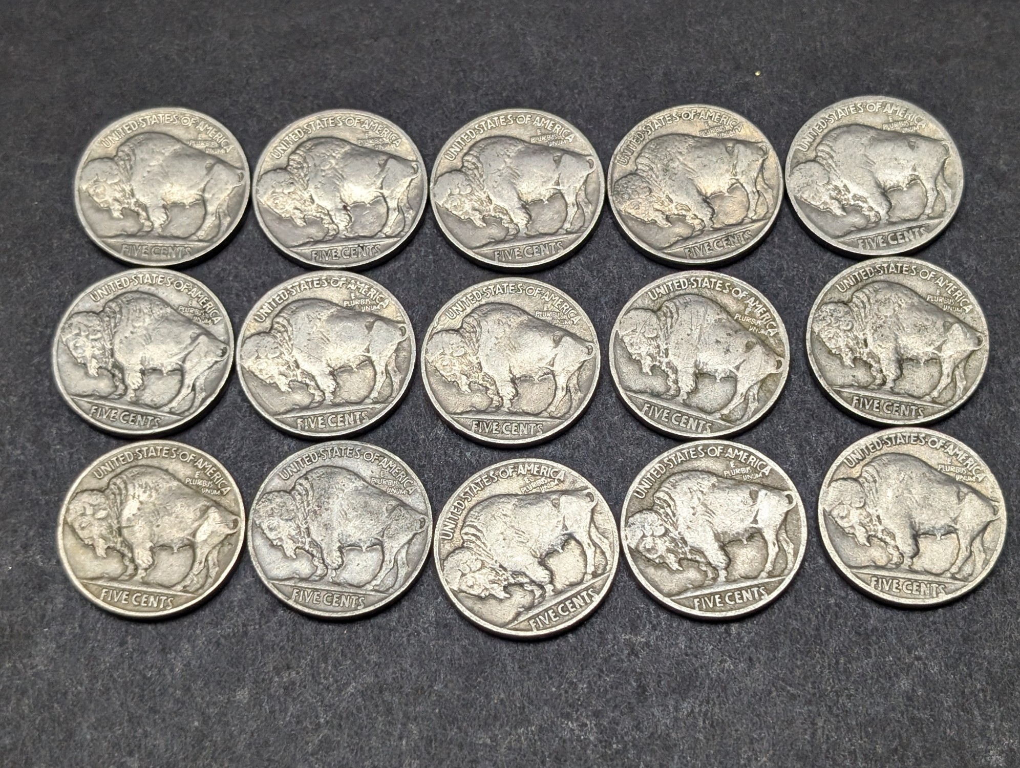 (15) 1936 Indian Head Buffalo Nickels