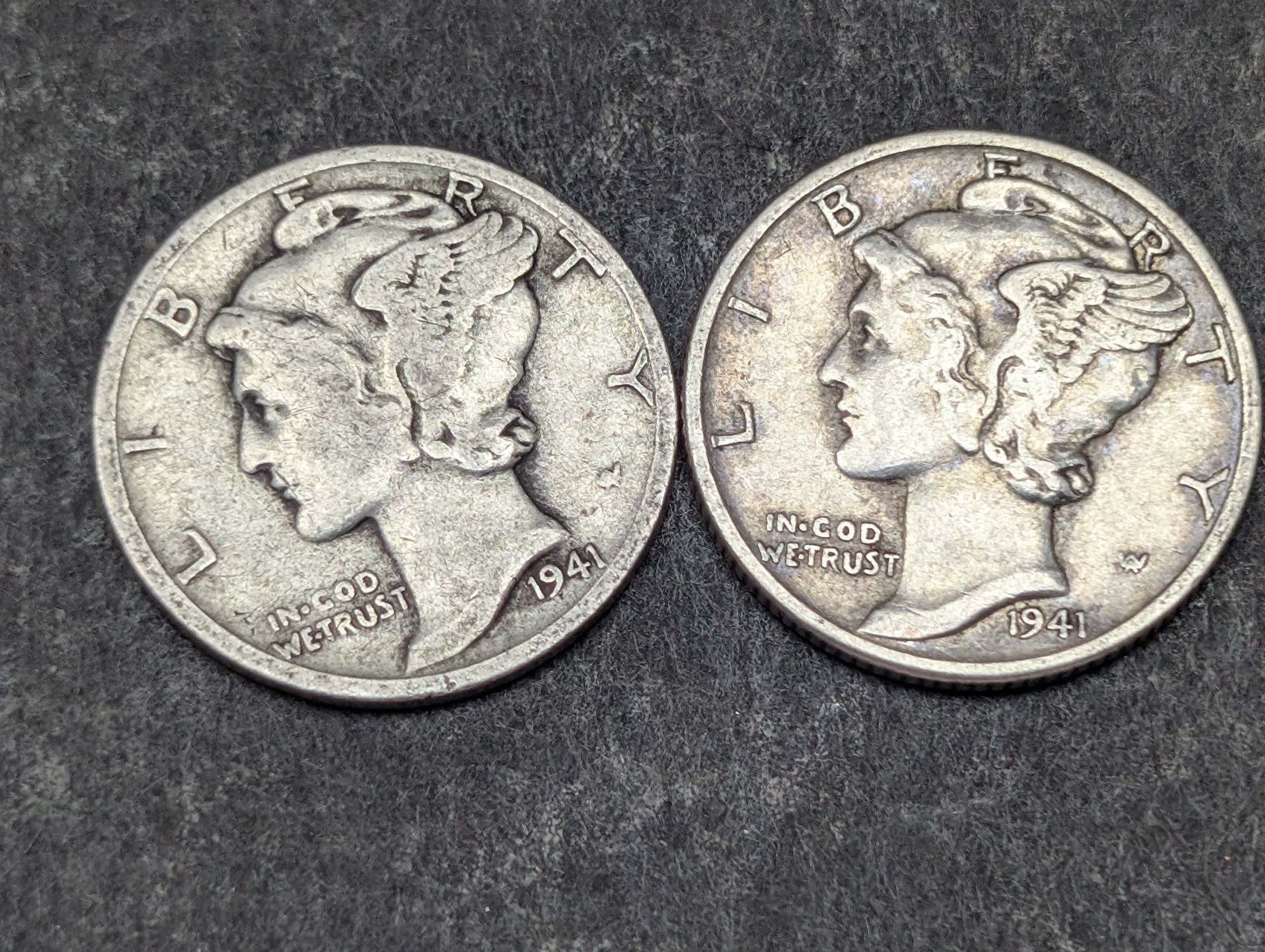 (3) 1941-D & (1) 1941-P Mercury 90% Silver Dimes