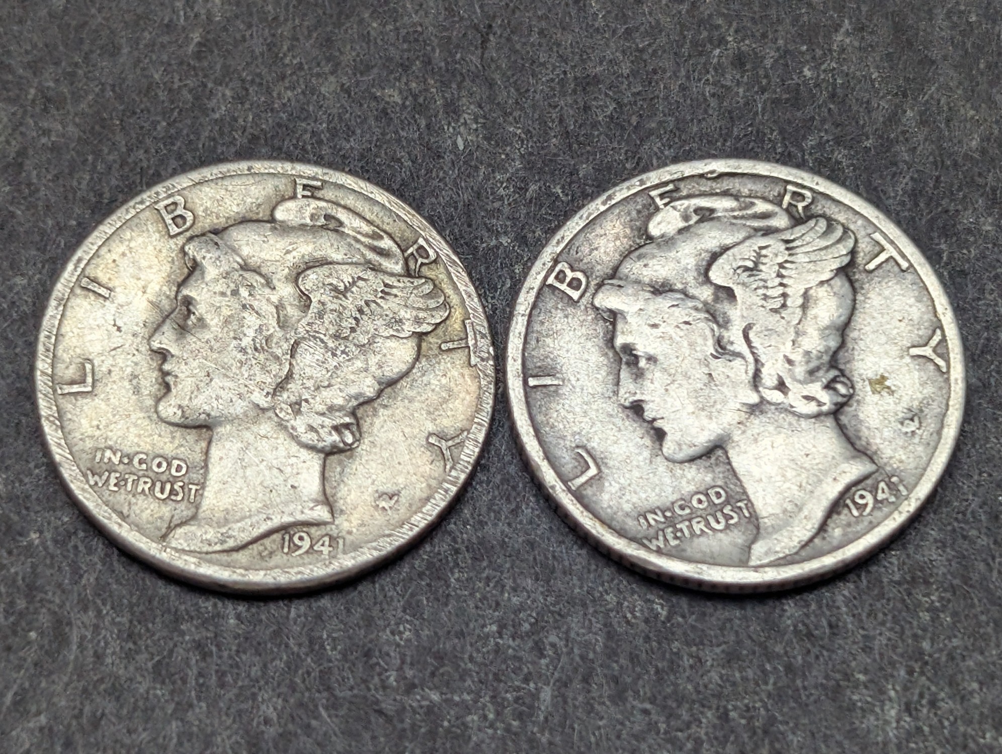 (3) 1941-D & (1) 1941-P Mercury 90% Silver Dimes