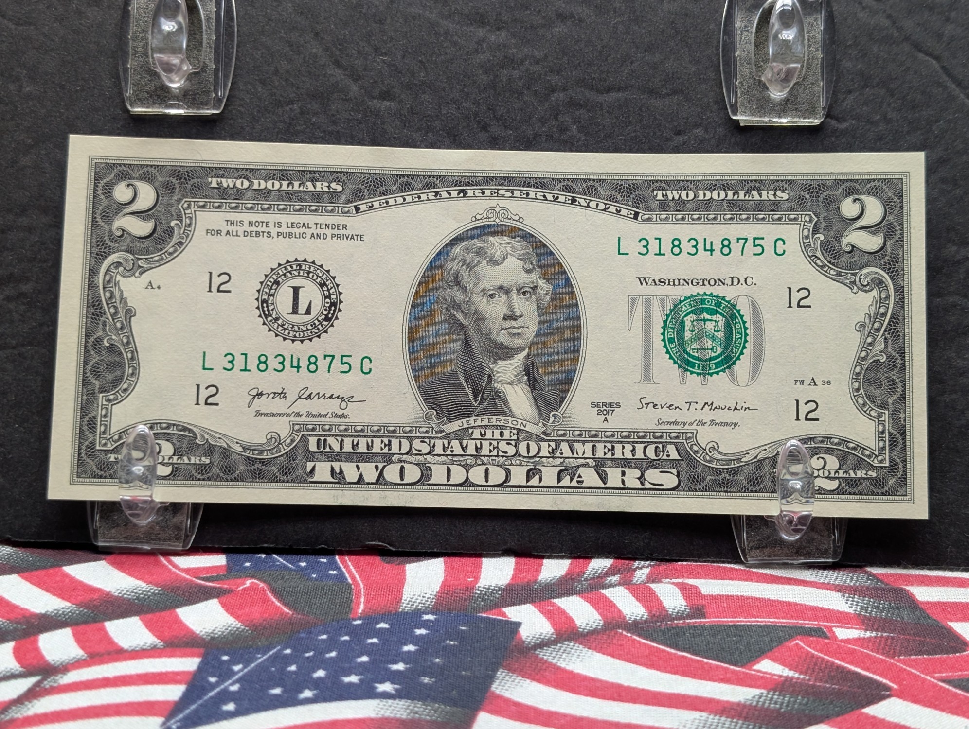 (5) 2017-A Series $2 Bills W/ Consecutive Serial Numbers