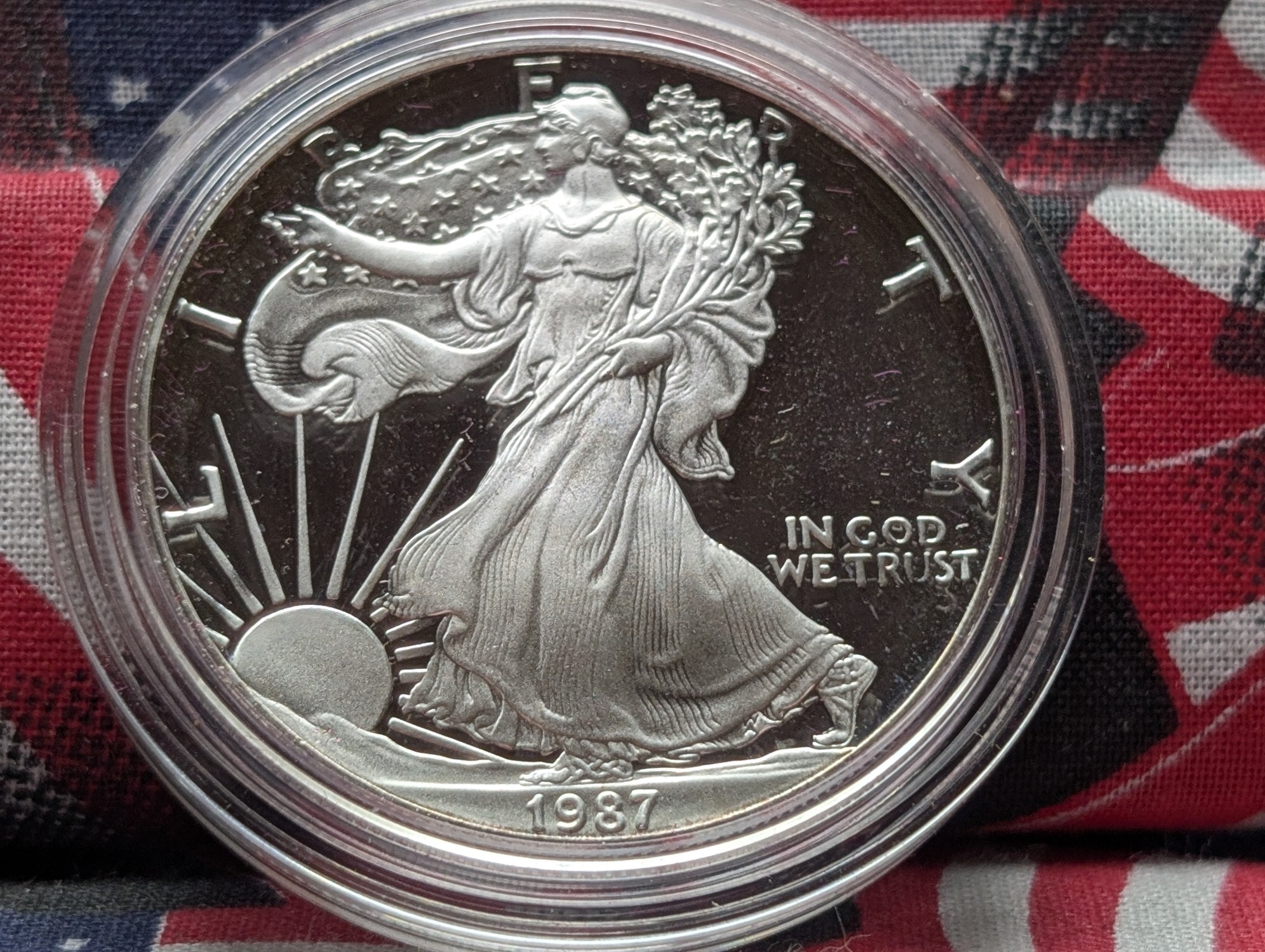 1987-S Proof American Silver Eagle 1 Troy Oz. .999 Silver in OGP w/ COA