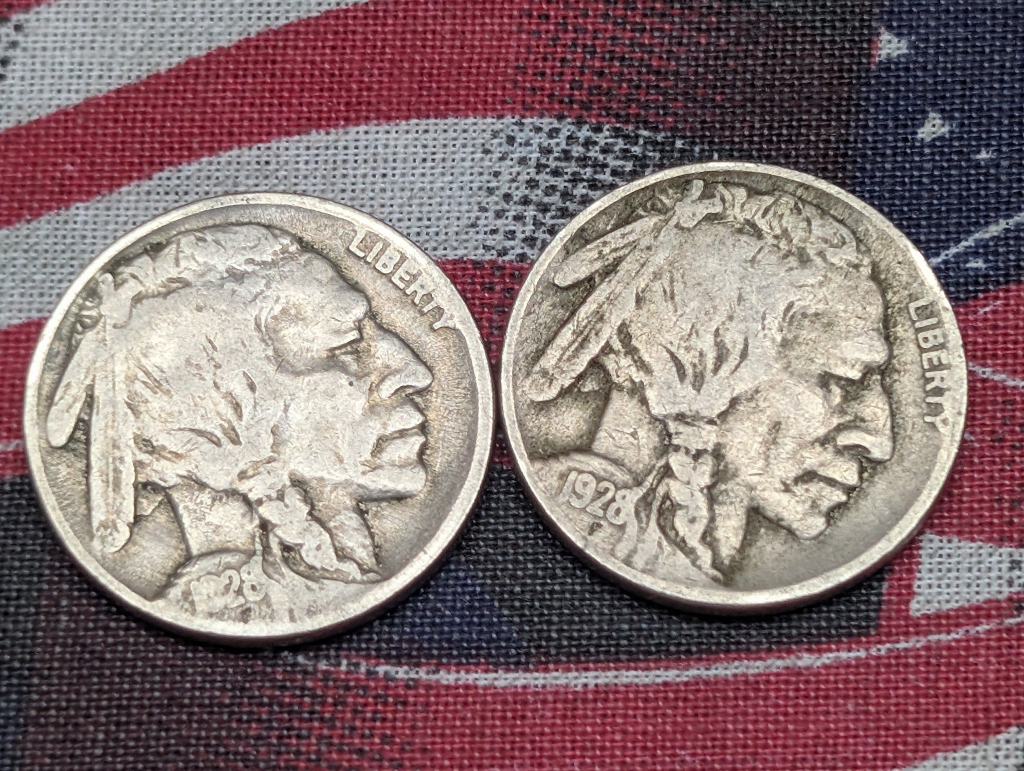 1928 P, D, & S Indian Head Buffalo Nickels