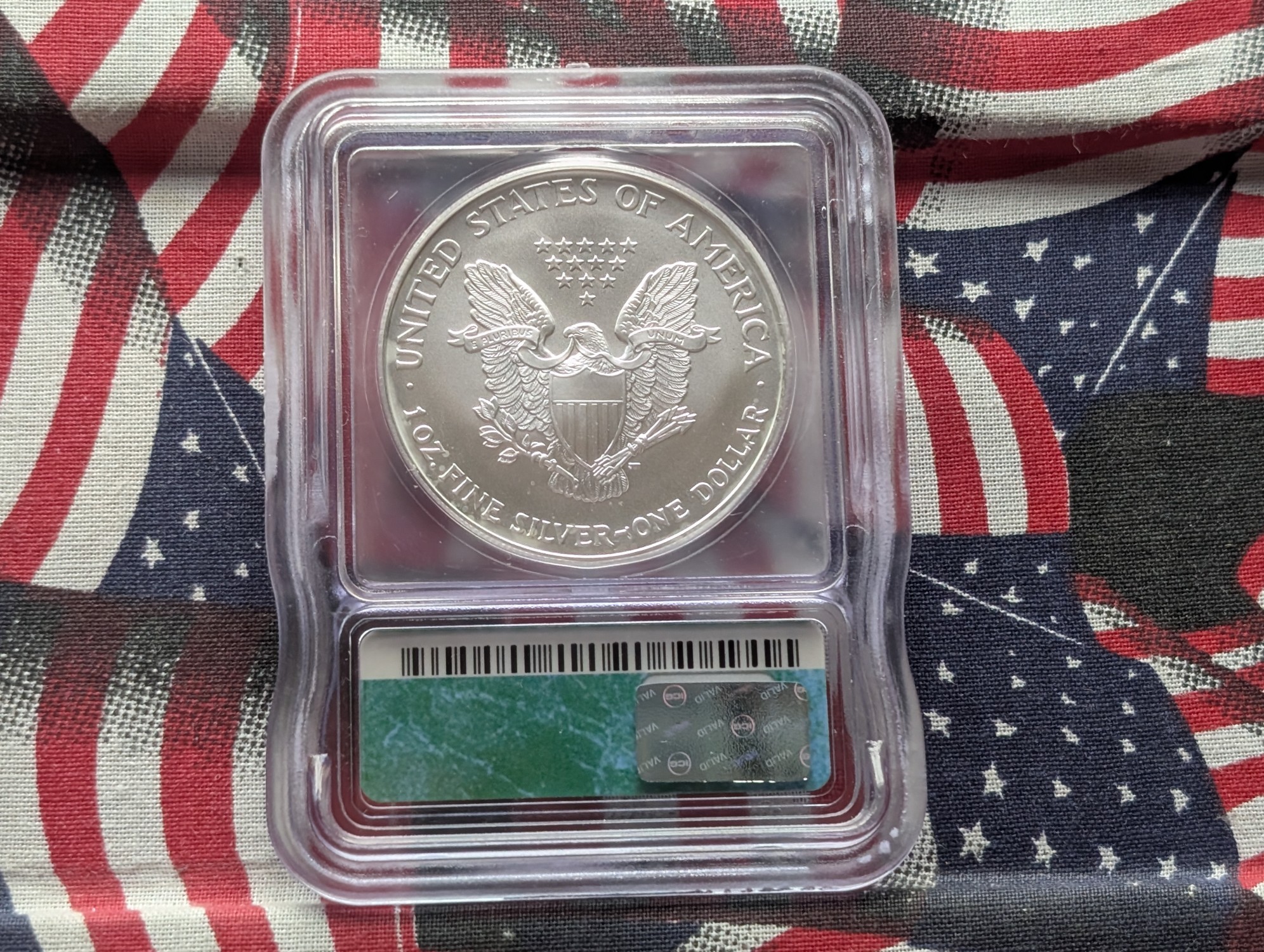 2005 American Silver Eagle 1 Troy Oz. .999 Silver ICG MS70