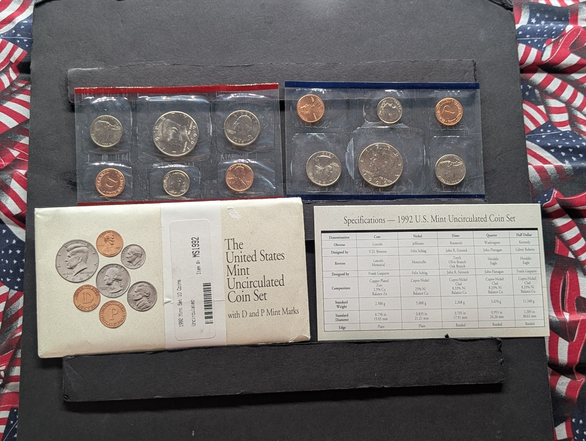 1992 P & D U.S. Mint Uncirculated Coin Set In OGP w/COA