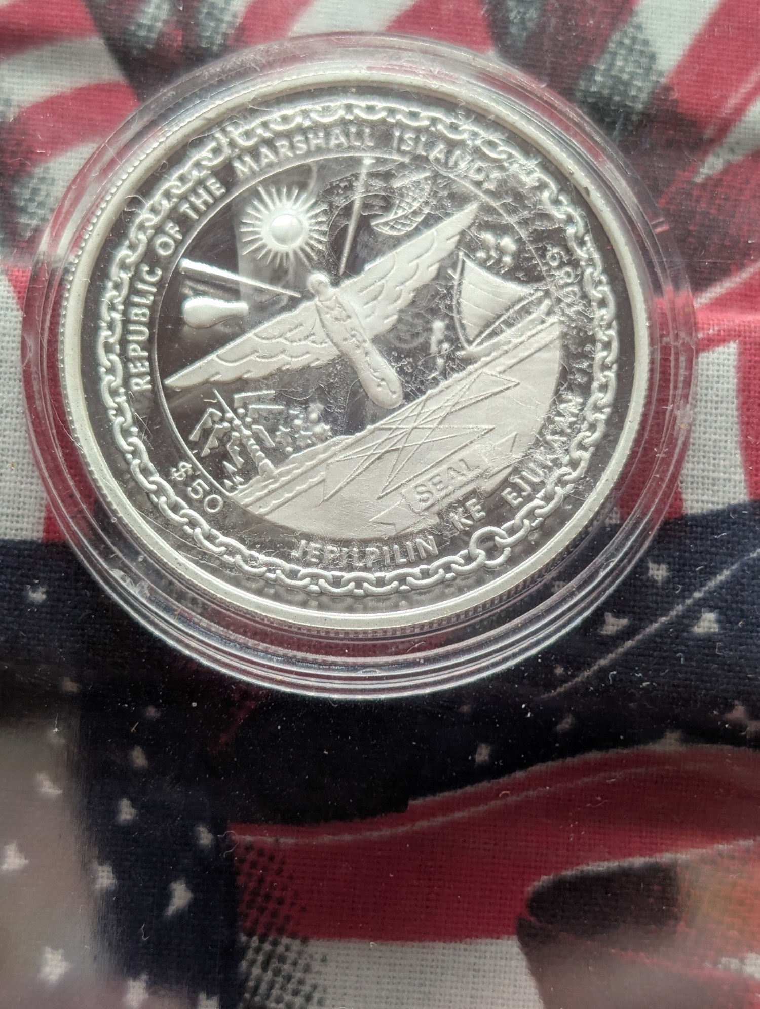 1989 First Man In Space $50 Silver Proof Commemorative Coin, One Troy Ounce .999 Silver