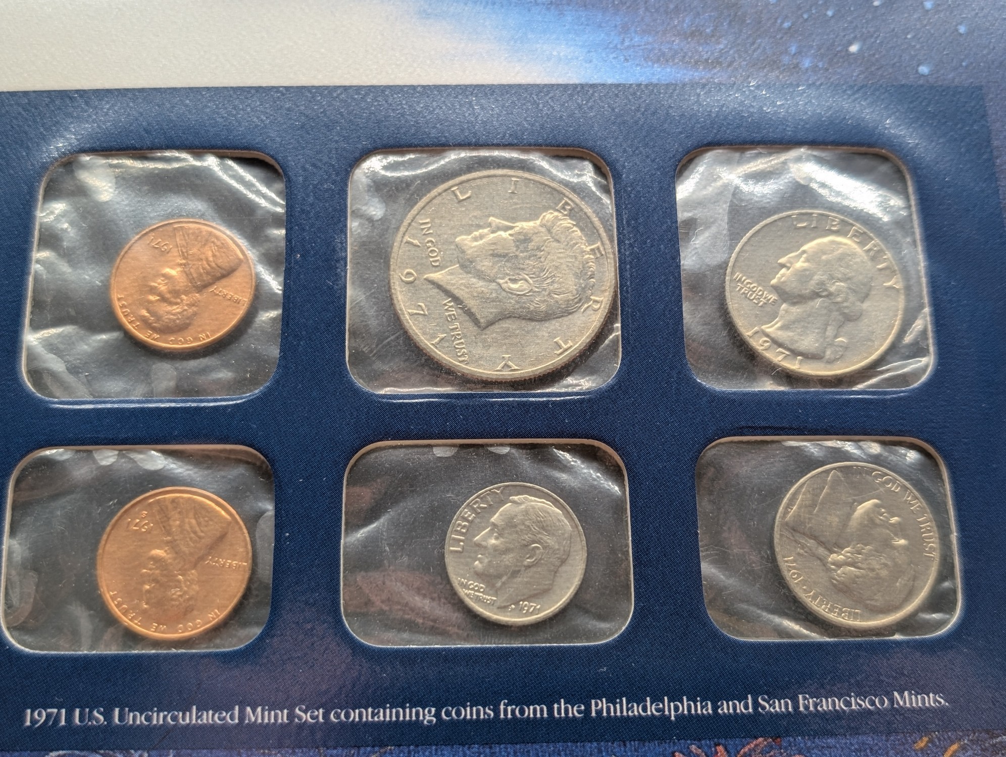 1971 P&D U.S. Uncirculated Mint Sets With Stamps - Includes "S" Mint Mark Cent