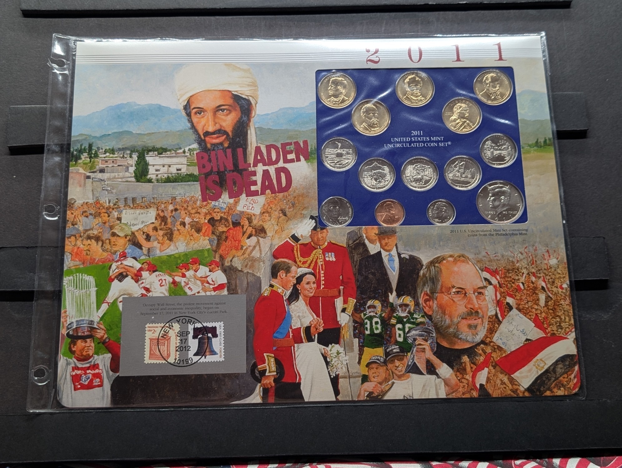 2011-P Only U.S. Mint Uncirculated Coin Set Including ATB Quarters, (4) Presidential Dollars, One Sacagawea Dollar and Stamps
