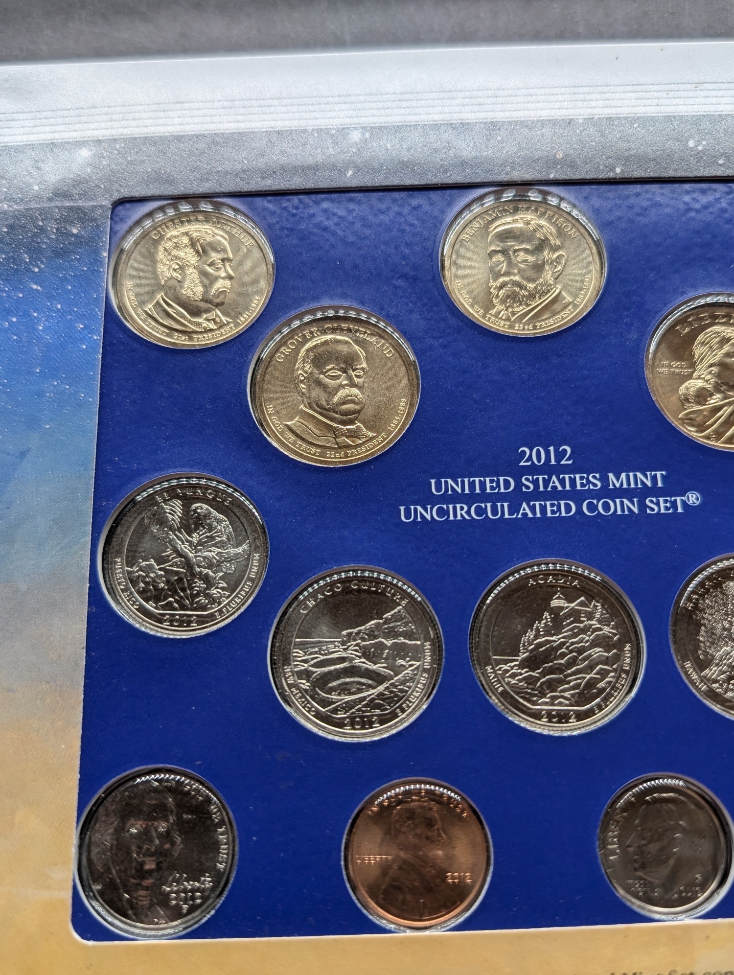 2012-P Only U.S. Mint Uncirculated Coin Set Including ATB Quarters, (4) Presidential Dollars, One Sacagawea Dollar and Stamps