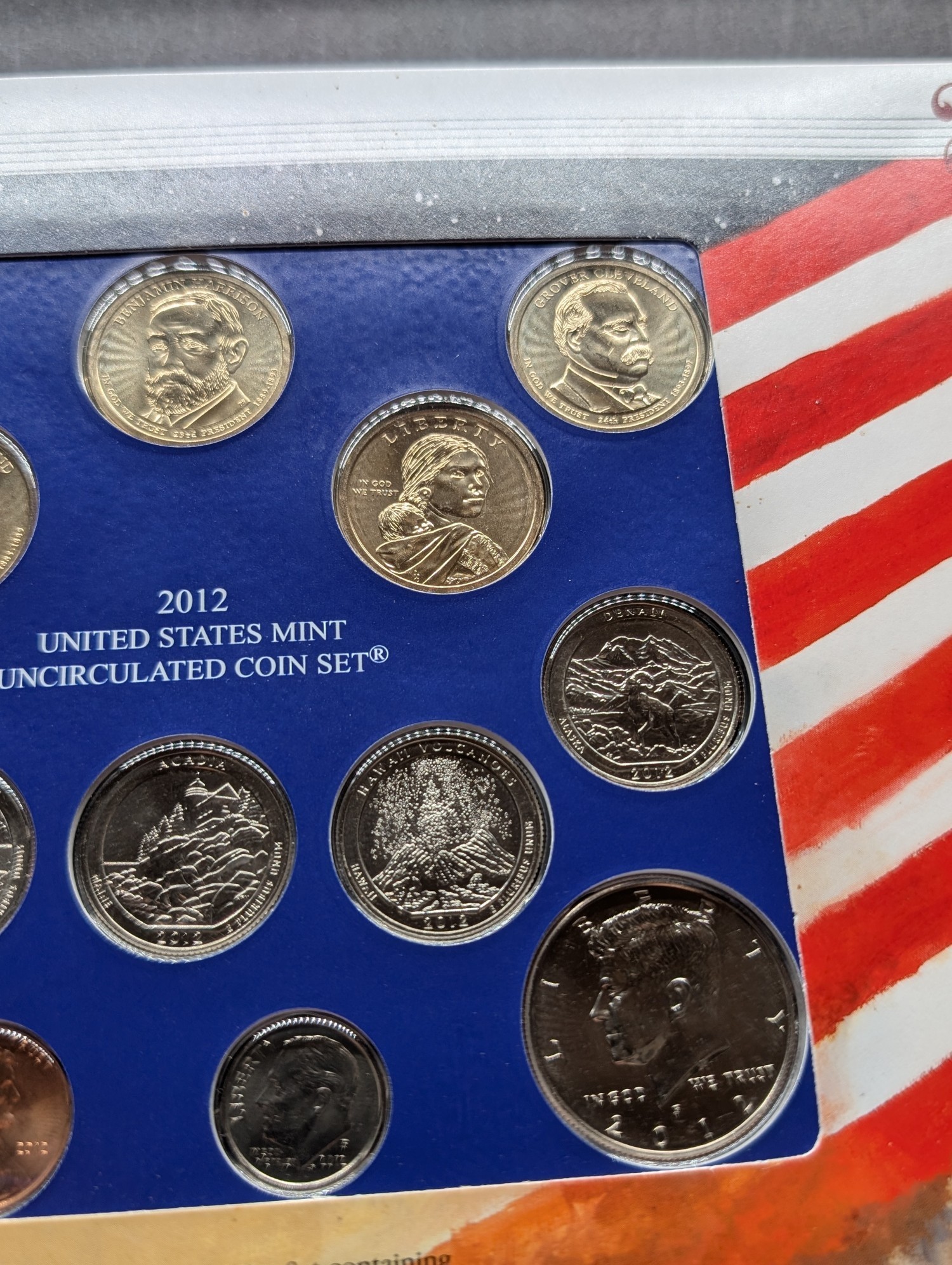 2012-P Only U.S. Mint Uncirculated Coin Set Including ATB Quarters, (4) Presidential Dollars, One Sacagawea Dollar and Stamps