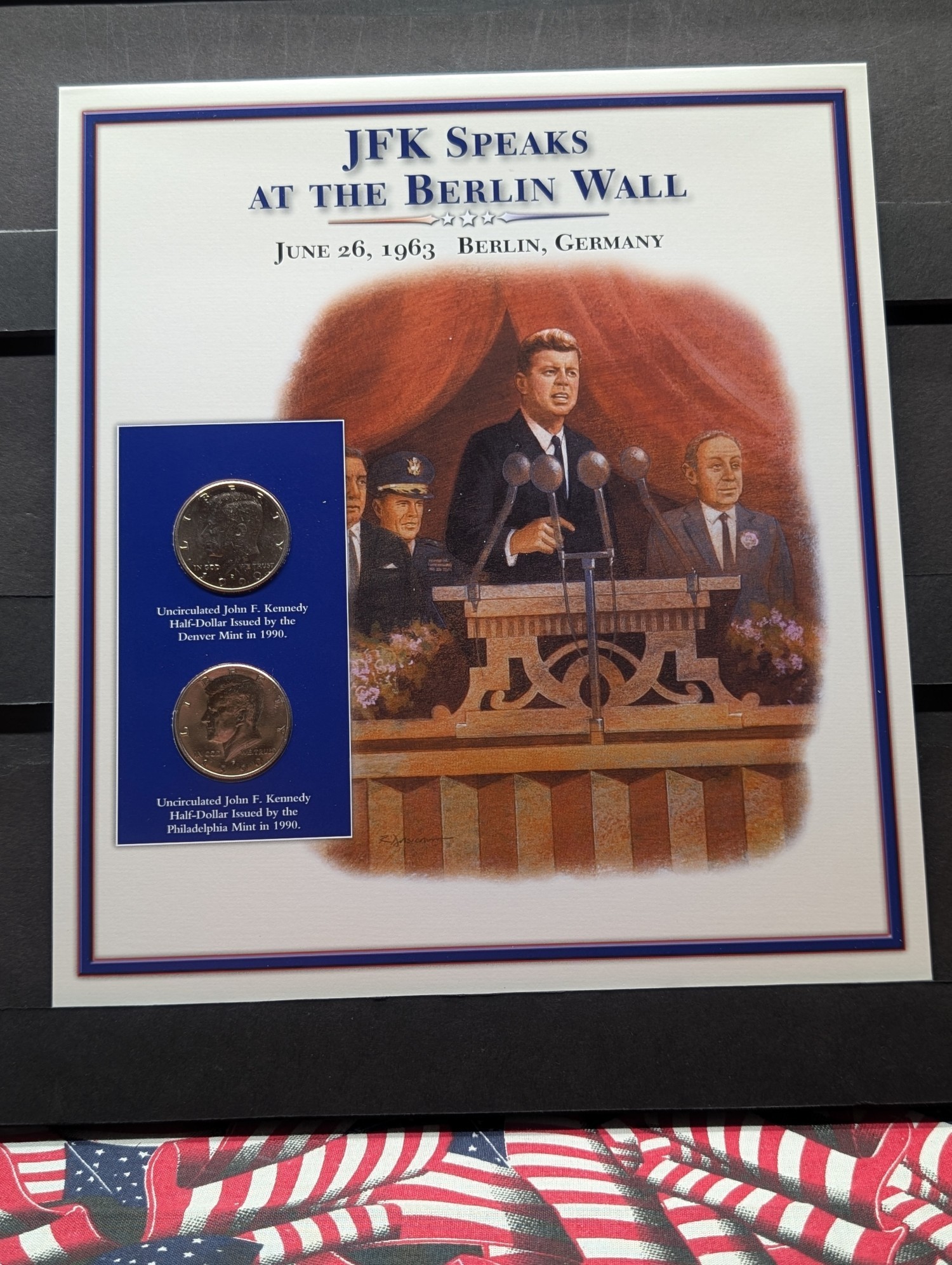 1990 P & D Kennedy Half Dollars With Stamp