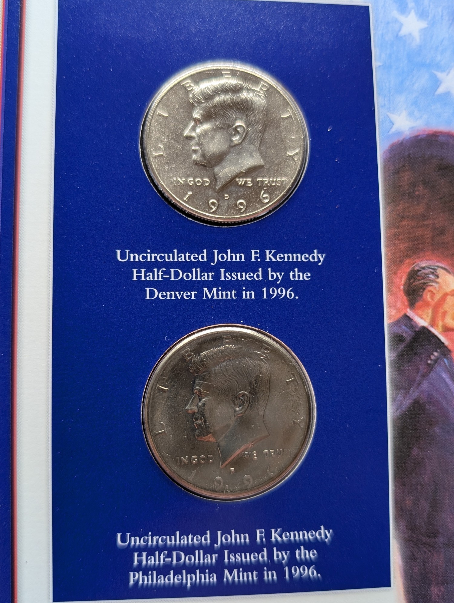 1996 P & D Kennedy Half Dollars With Stamp
