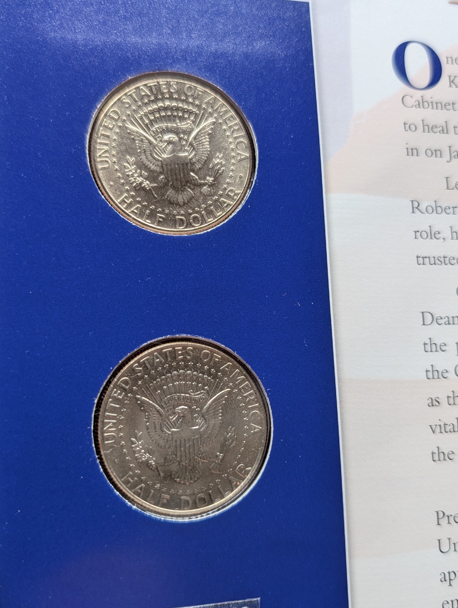 1996 P & D Kennedy Half Dollars With Stamp