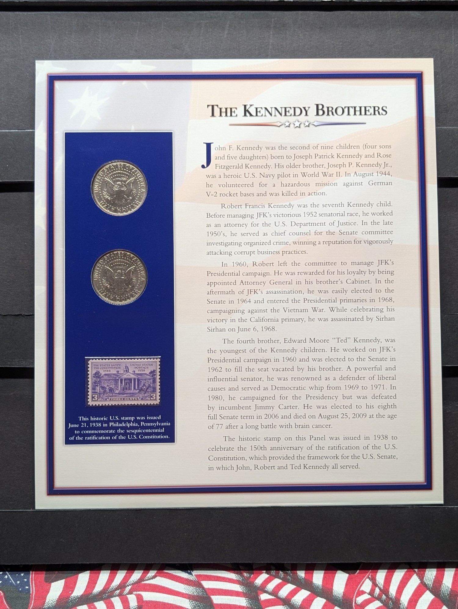 1998 P & D Kennedy Half Dollars With Stamp