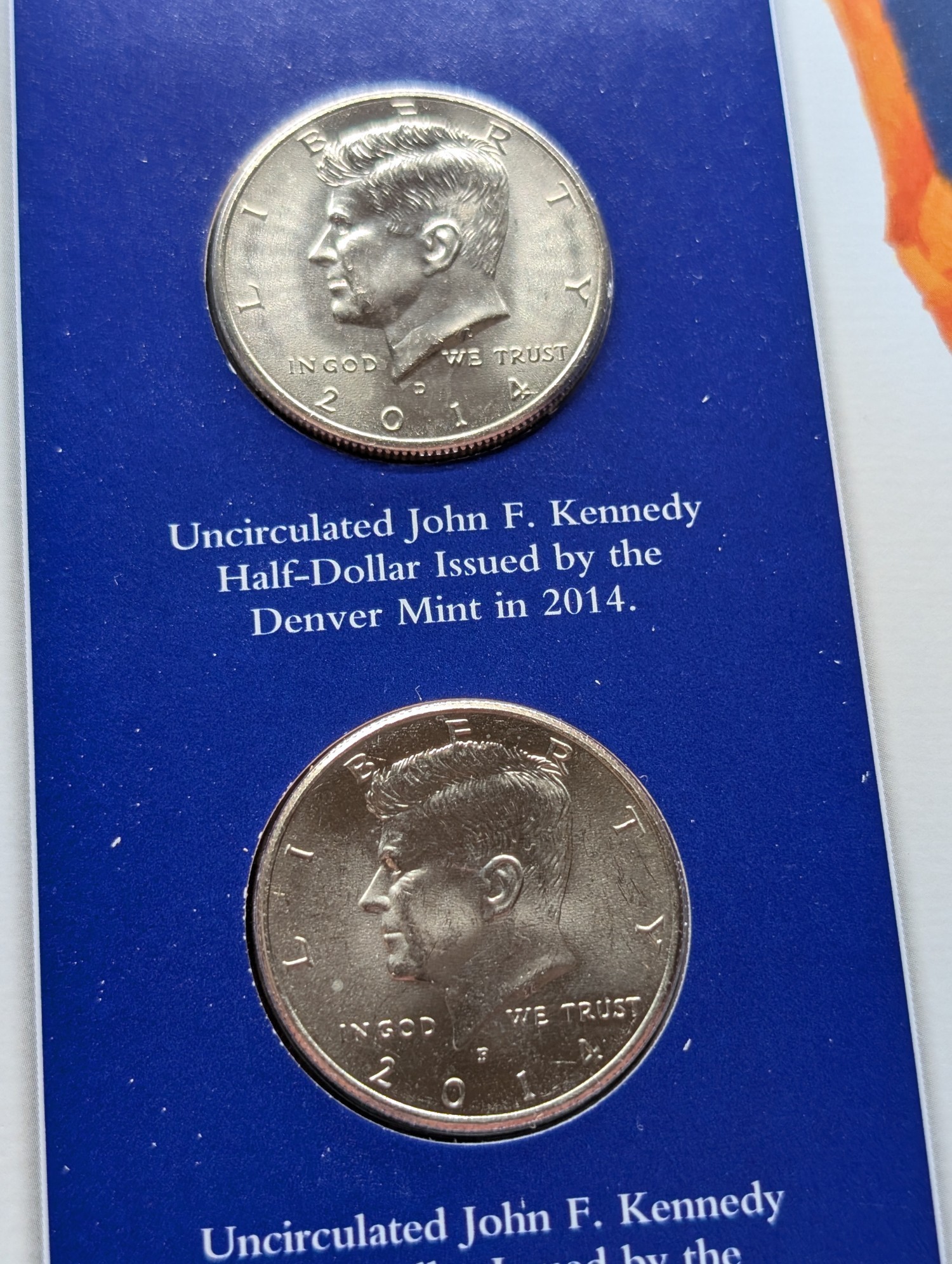 2014 P & D Kennedy Half Dollars With Stamp
