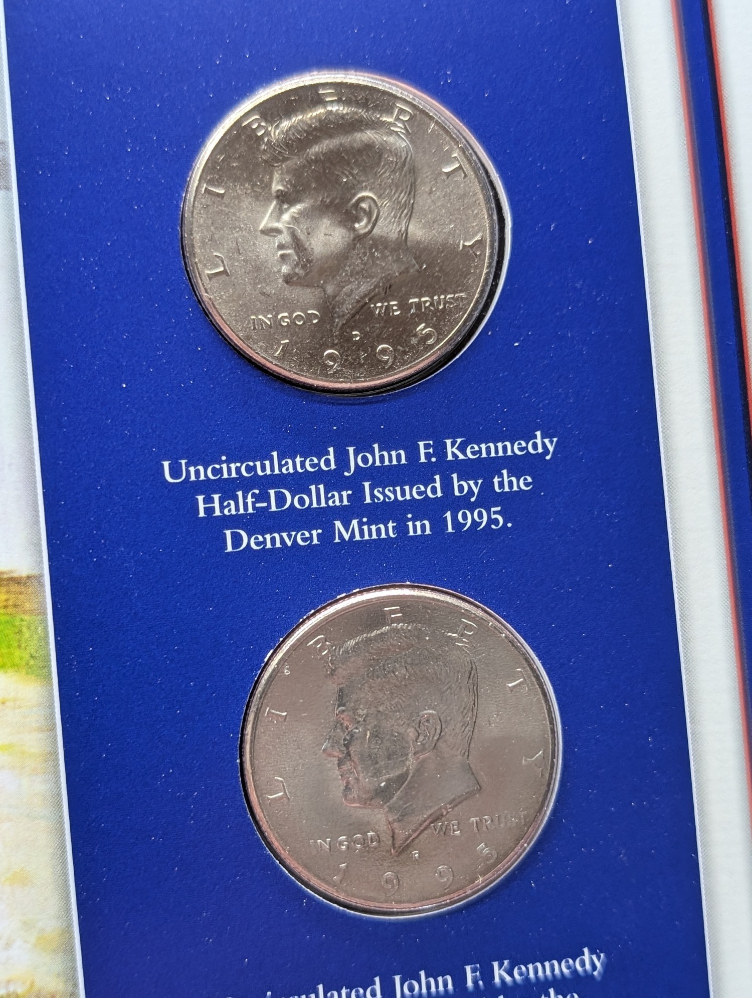 1995 P & D Kennedy Half Dollars With Stamp