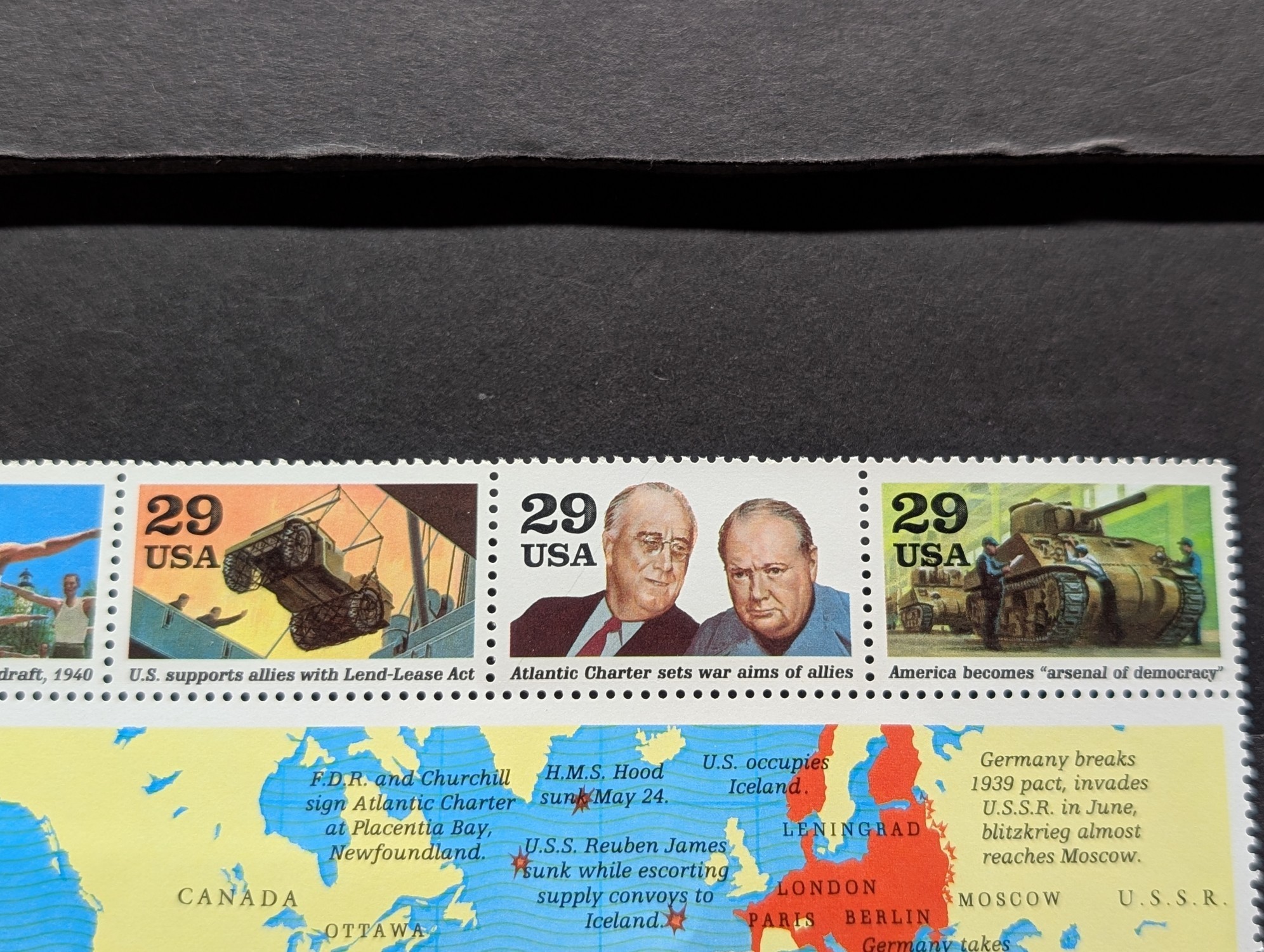 1991 A World At War (1941) Stamp Sheet, Scott # 2559, Mint, Original Gum, Never Hinged