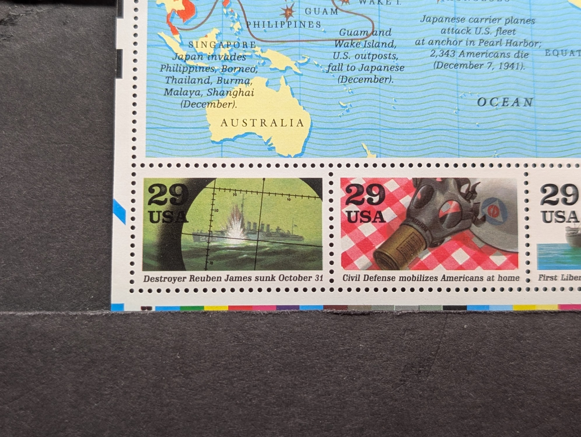 1991 A World At War (1941) Stamp Sheet, Scott # 2559, Mint, Original Gum, Never Hinged