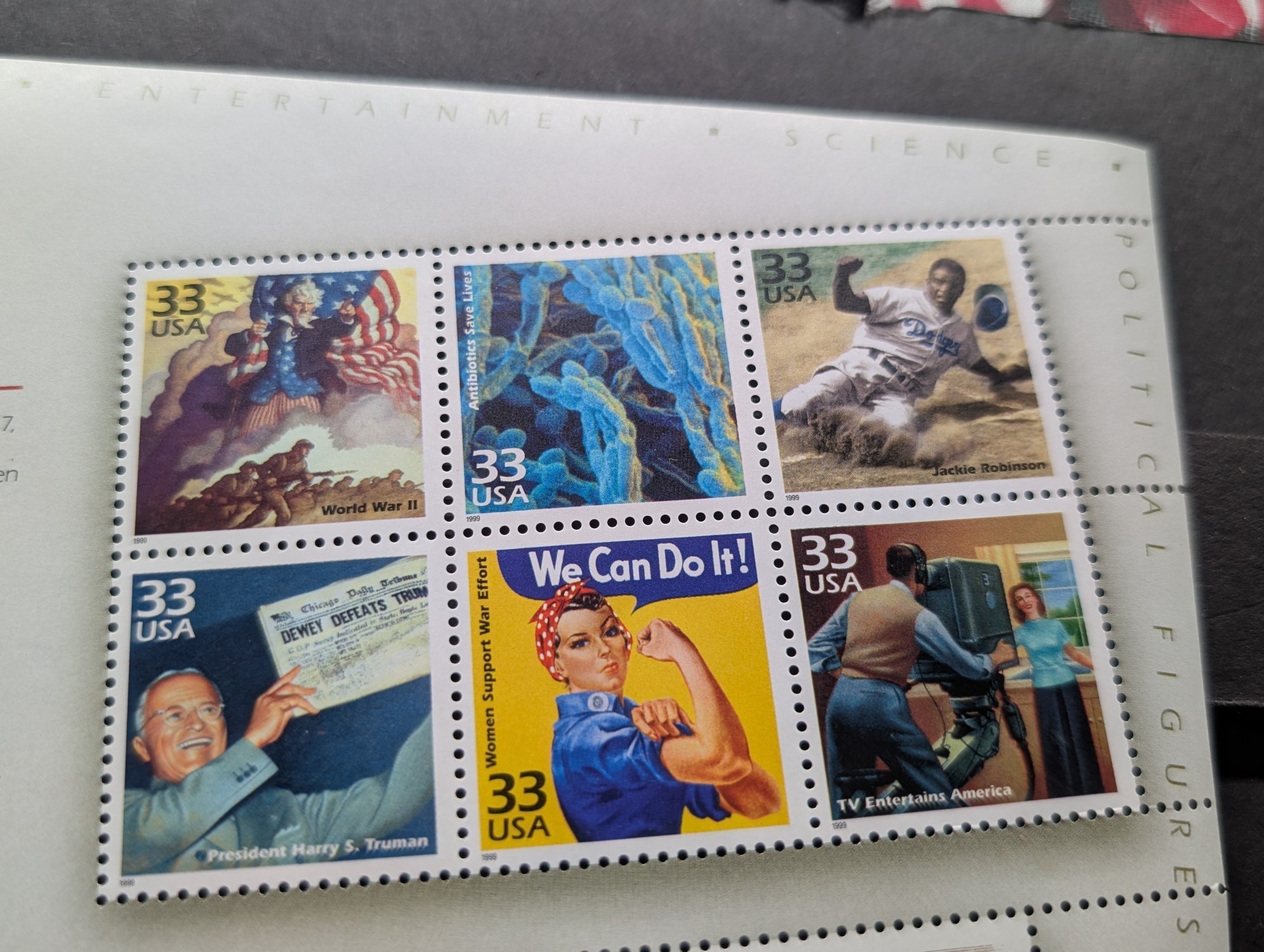 1998 World War II Transforms America Stamp Sheet, Scott # 3186, Mint, Original Gum, Never Hinged