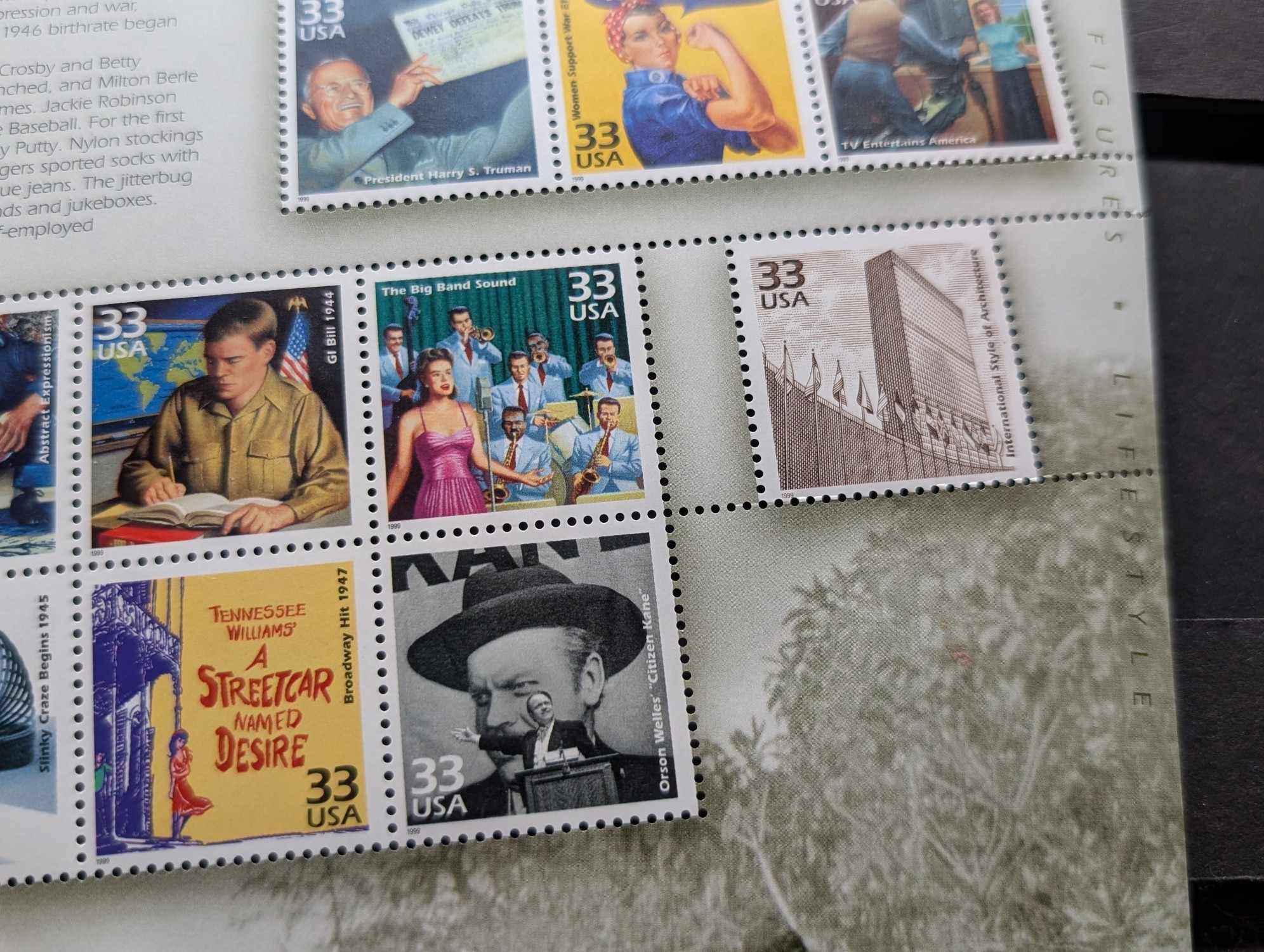 1998 World War II Transforms America Stamp Sheet, Scott # 3186, Mint, Original Gum, Never Hinged