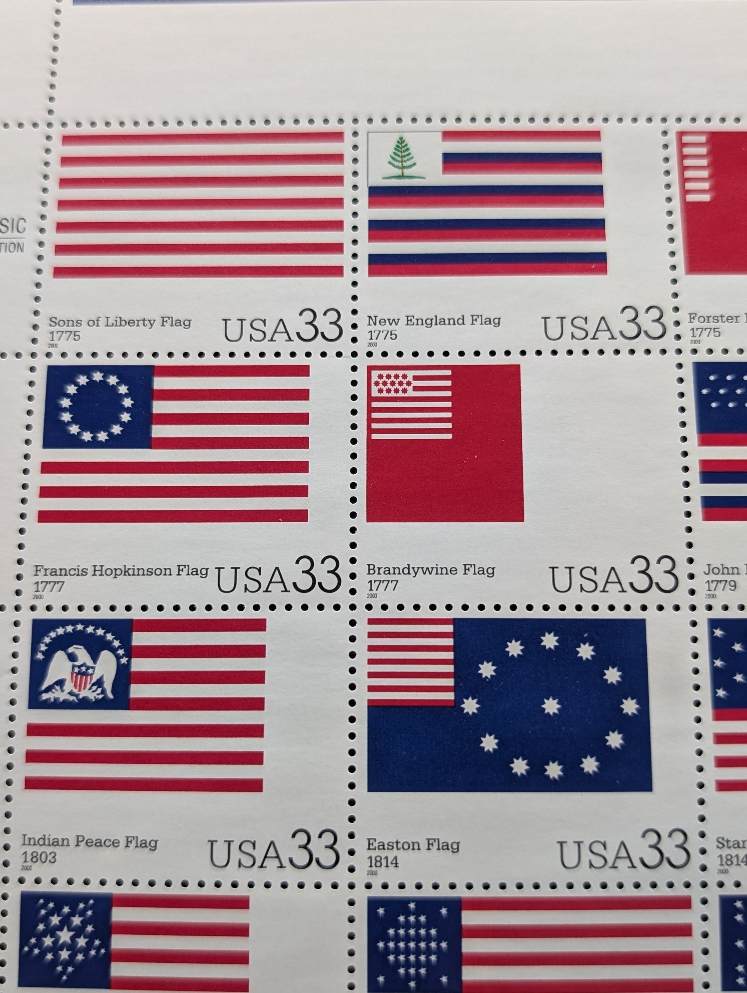 2000 The Stars & Stripes Stamp Sheet, Scott # 3403, Mint, Original Gum, Never Hinged