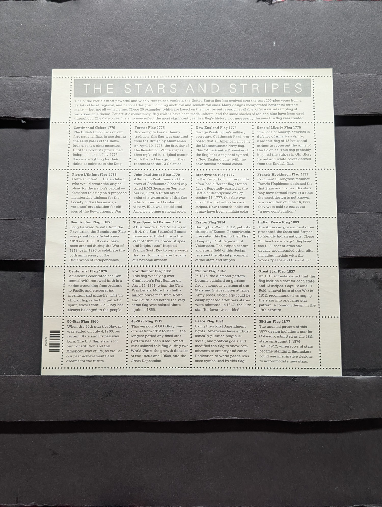 2000 The Stars & Stripes Stamp Sheet, Scott # 3403, Mint, Original Gum, Never Hinged