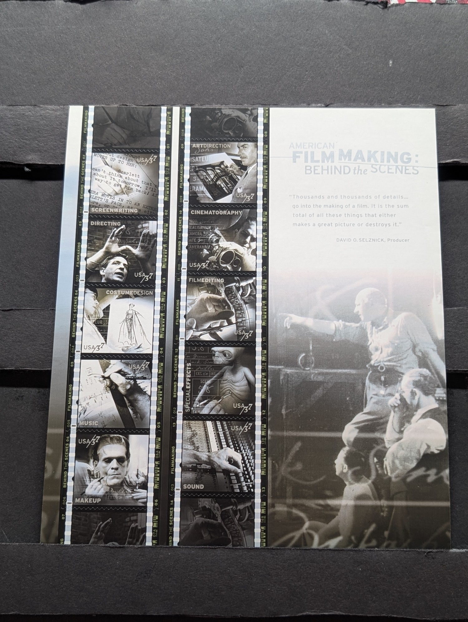 2003 American Film Making Behind The Scenes Stamp Sheet, Scott # 3772, Mint, Original Gum, Never Hinged