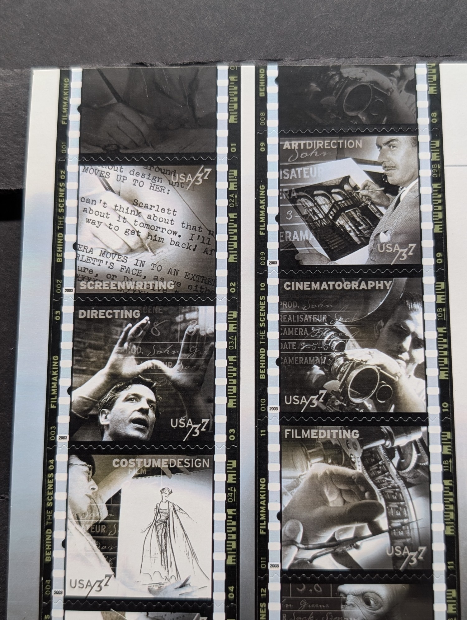 2003 American Film Making Behind The Scenes Stamp Sheet, Scott # 3772, Mint, Original Gum, Never Hinged