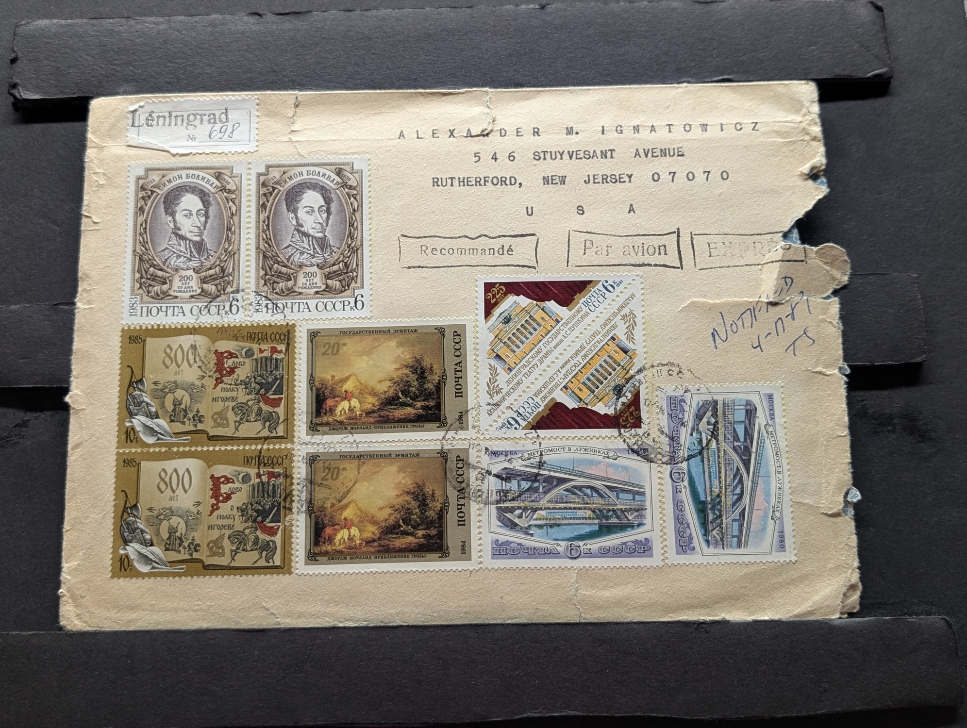 1987 Foreign Cover With Seventeen Stamps