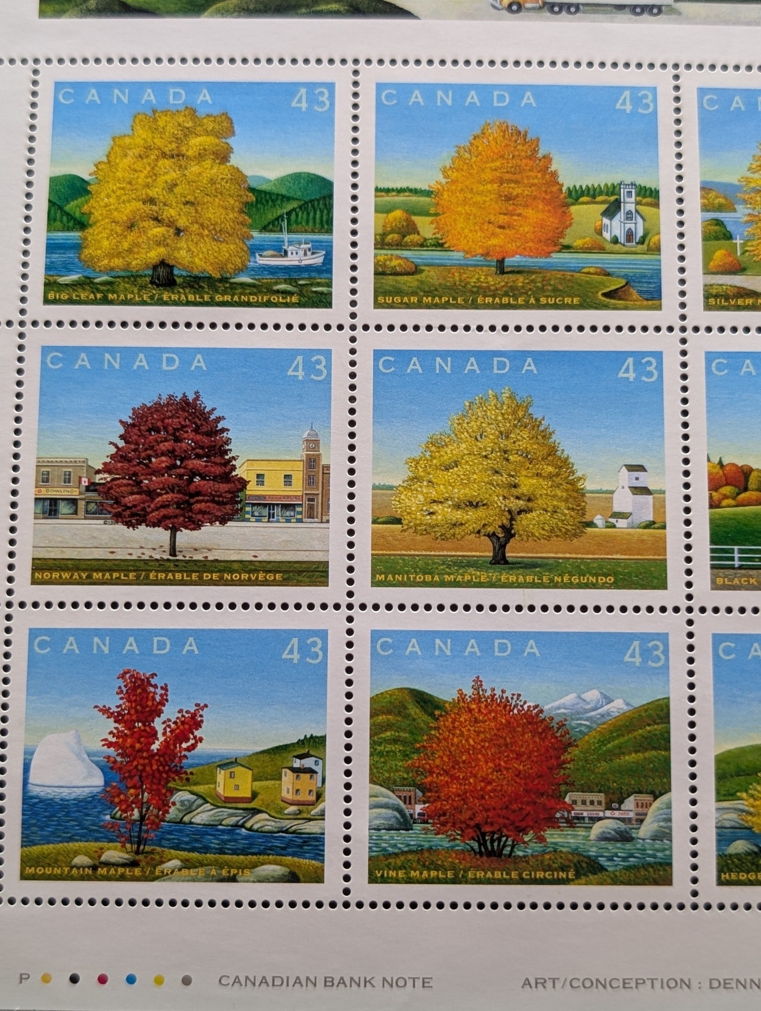 1994 Canada Trees Mint Stamp Sheet, Mint, Original Gum, Never Hinged