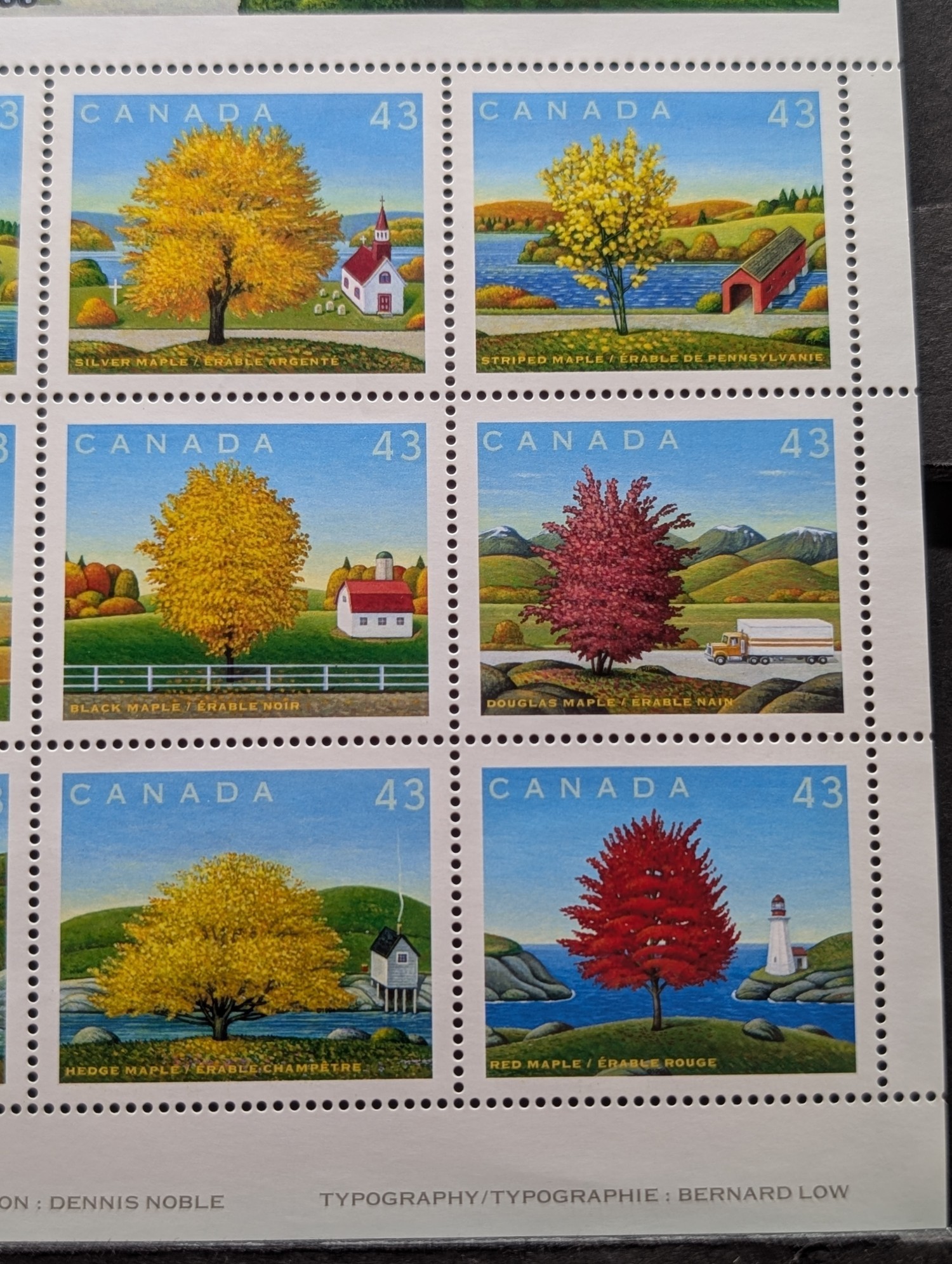 1994 Canada Trees Mint Stamp Sheet, Mint, Original Gum, Never Hinged