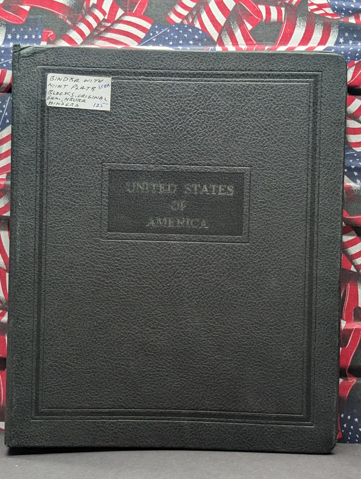 Binder With 35 Assorted Plate Block Stamps, All Mint, Original Gum, Never Hinged
