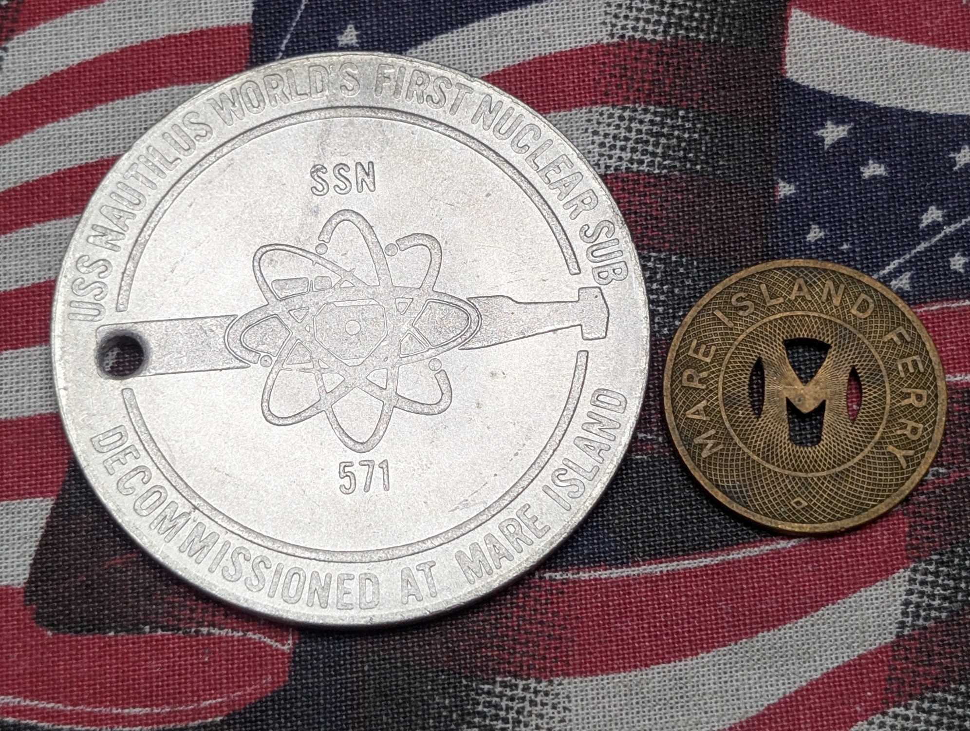 Scarce Token from Decommission of USS Nautilus and (4) Fare Tokens for Mare Island Ferry