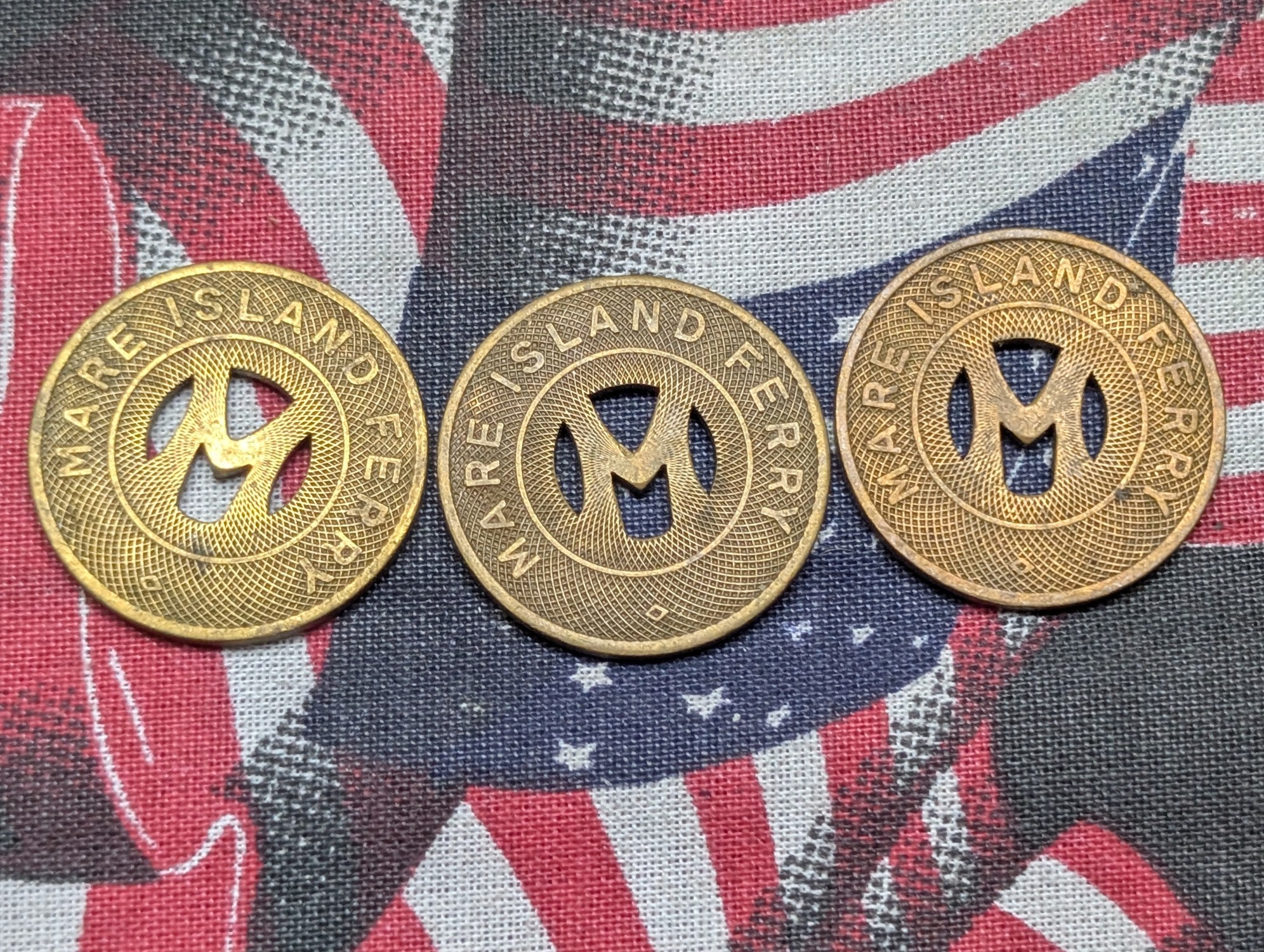Scarce Token from Decommission of USS Nautilus and (4) Fare Tokens for Mare Island Ferry