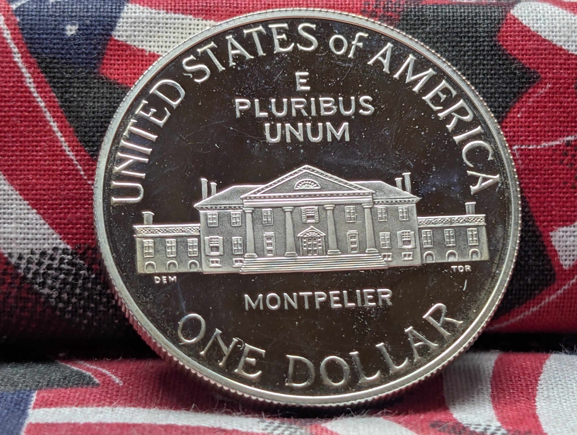 1993-S James Madison Bill of Rights Commemorative Proof Silver Dollar, 26.73 Grams .900 Silver