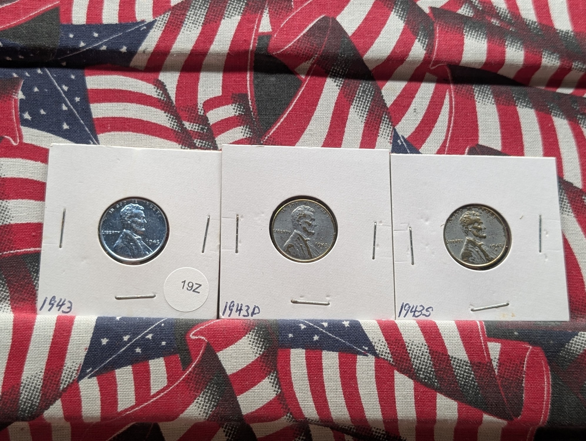 1943-P, 1943-D, & 1943-S Lincoln Steel Wheat Cents
