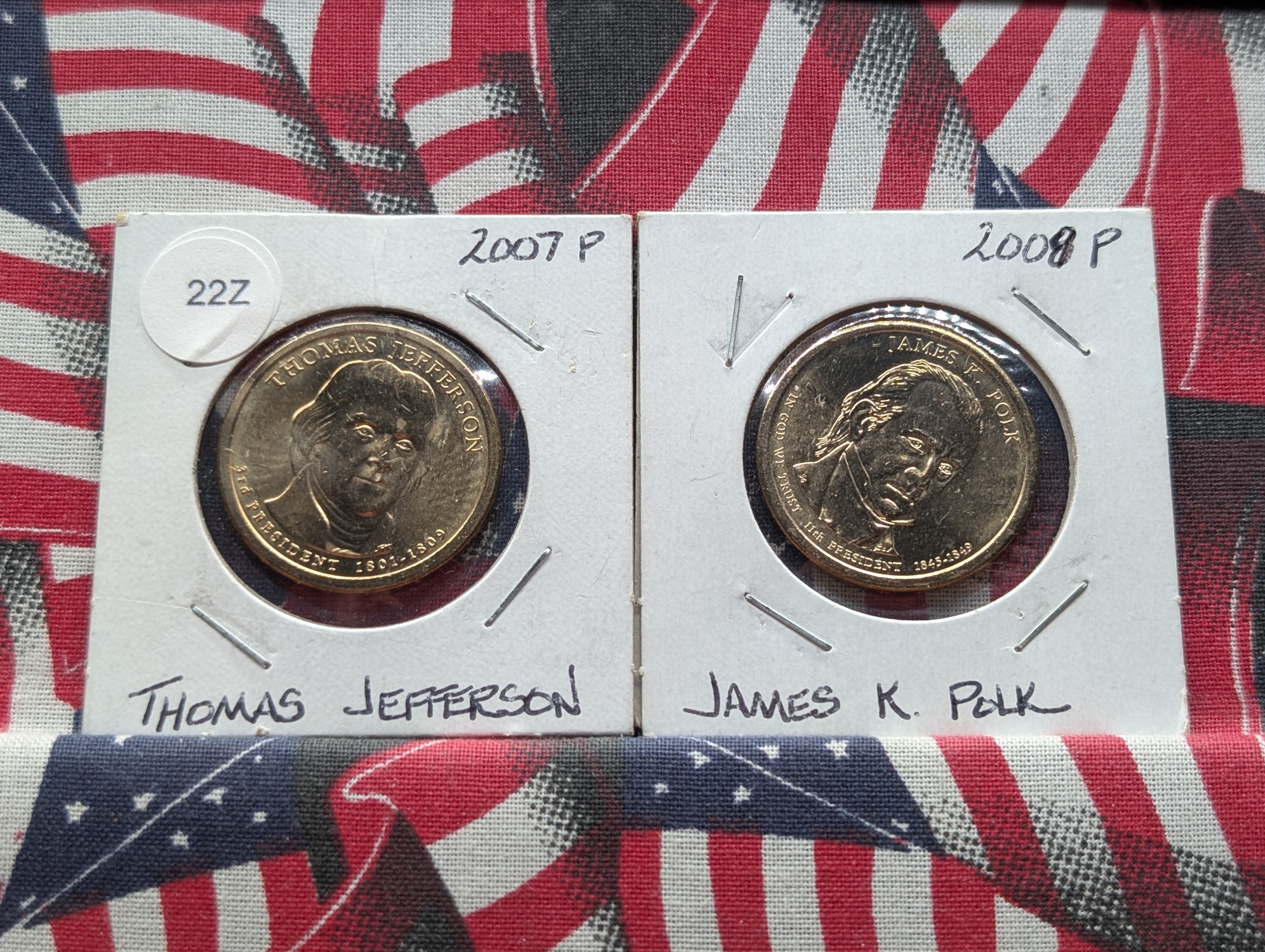 2007-P Thomas Jefferson & 2009-P James Polk Presidential Dollars