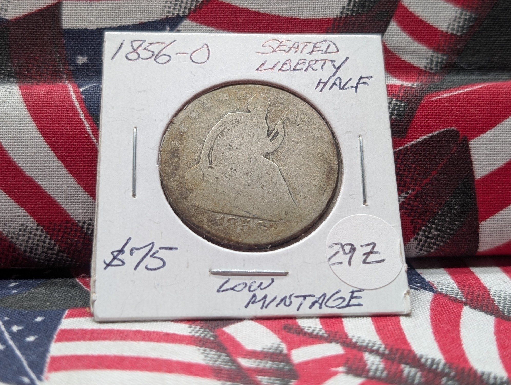 1856-O Seated Liberty 90% Silver Half Dollar, Low Mintage