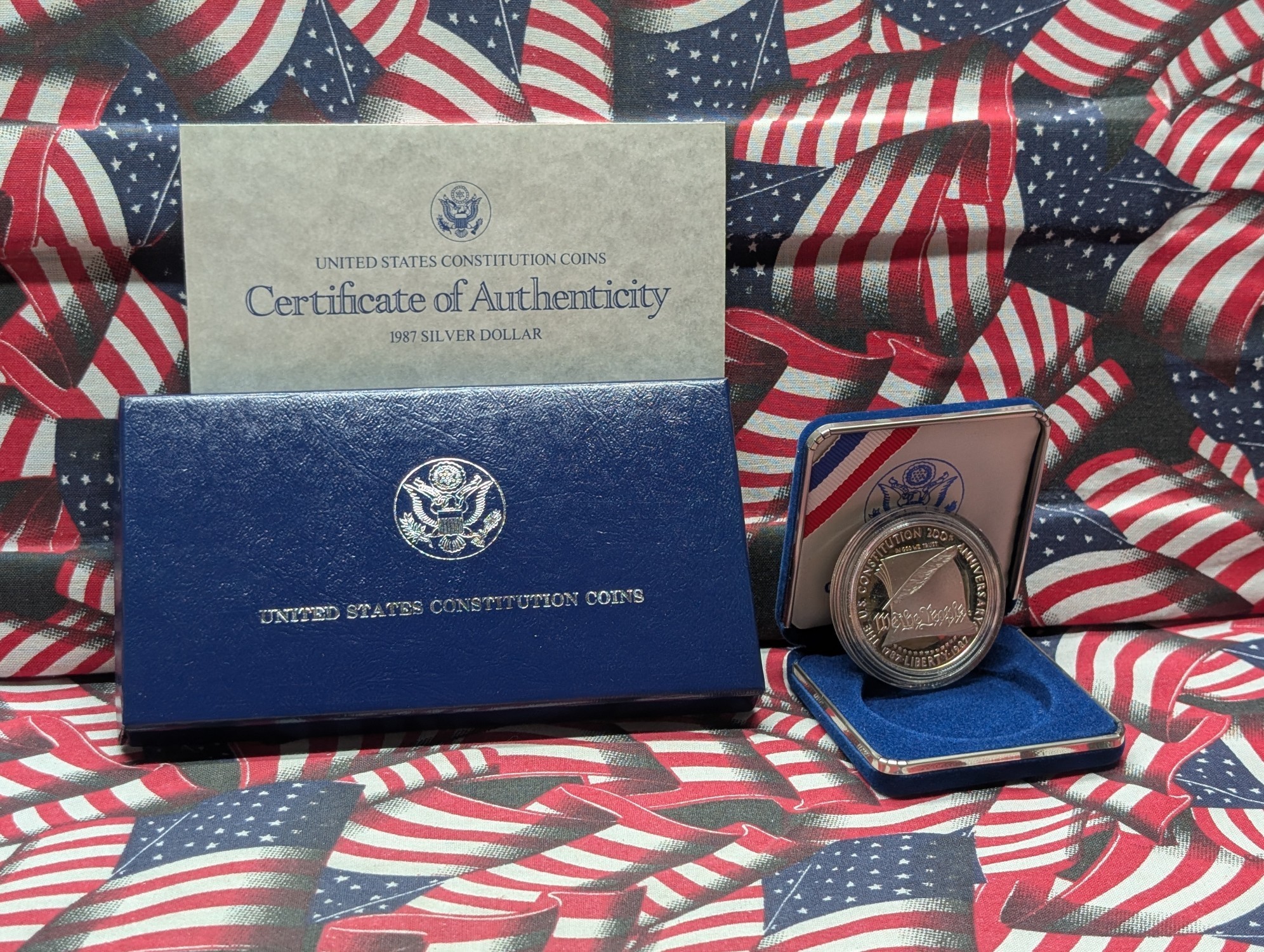 1987-S Proof United States Constitution 90% Silver Commemorative Dollar, 26.73g