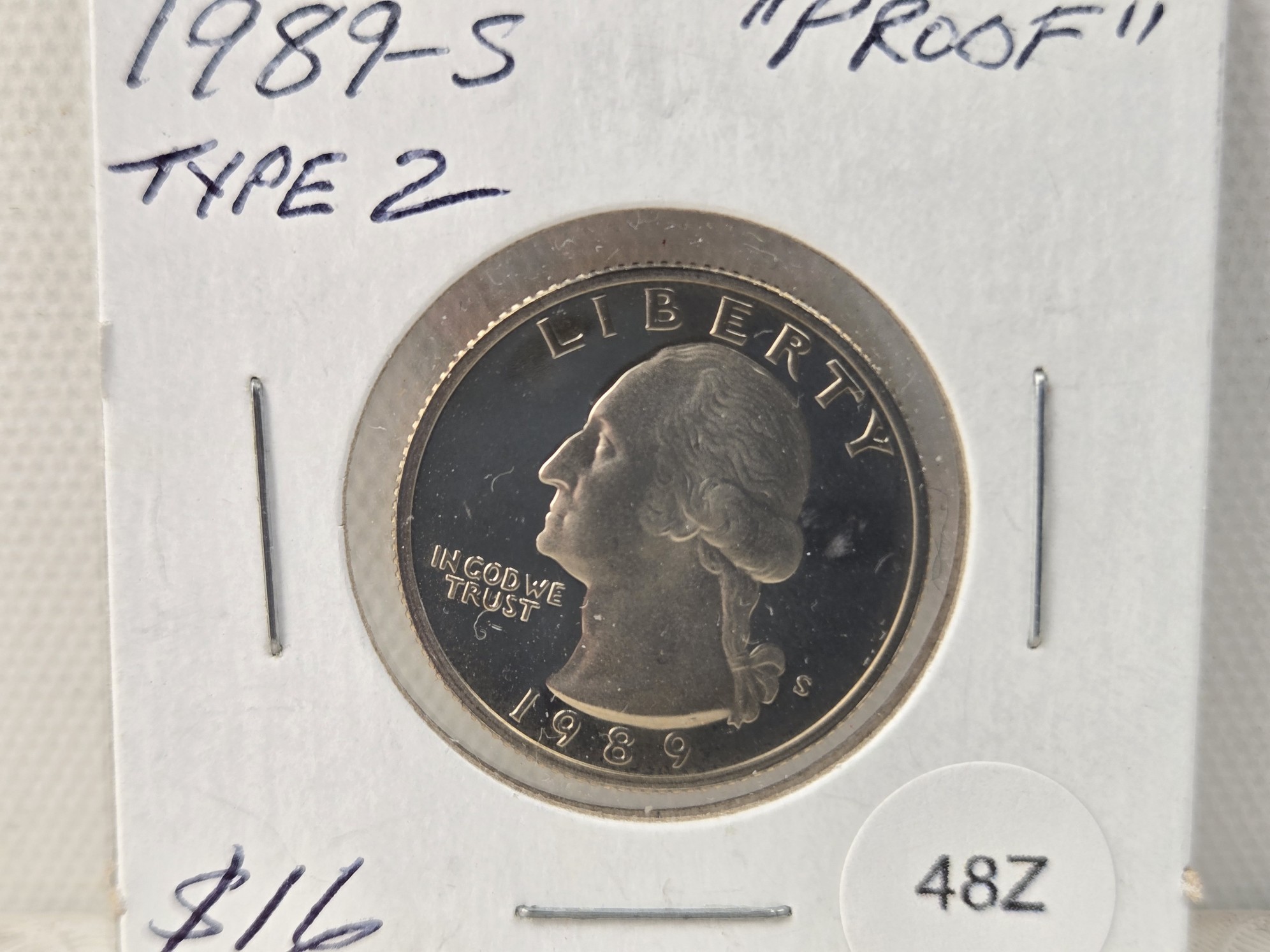 1989-S Type 2 "Proof" Washington Quarter