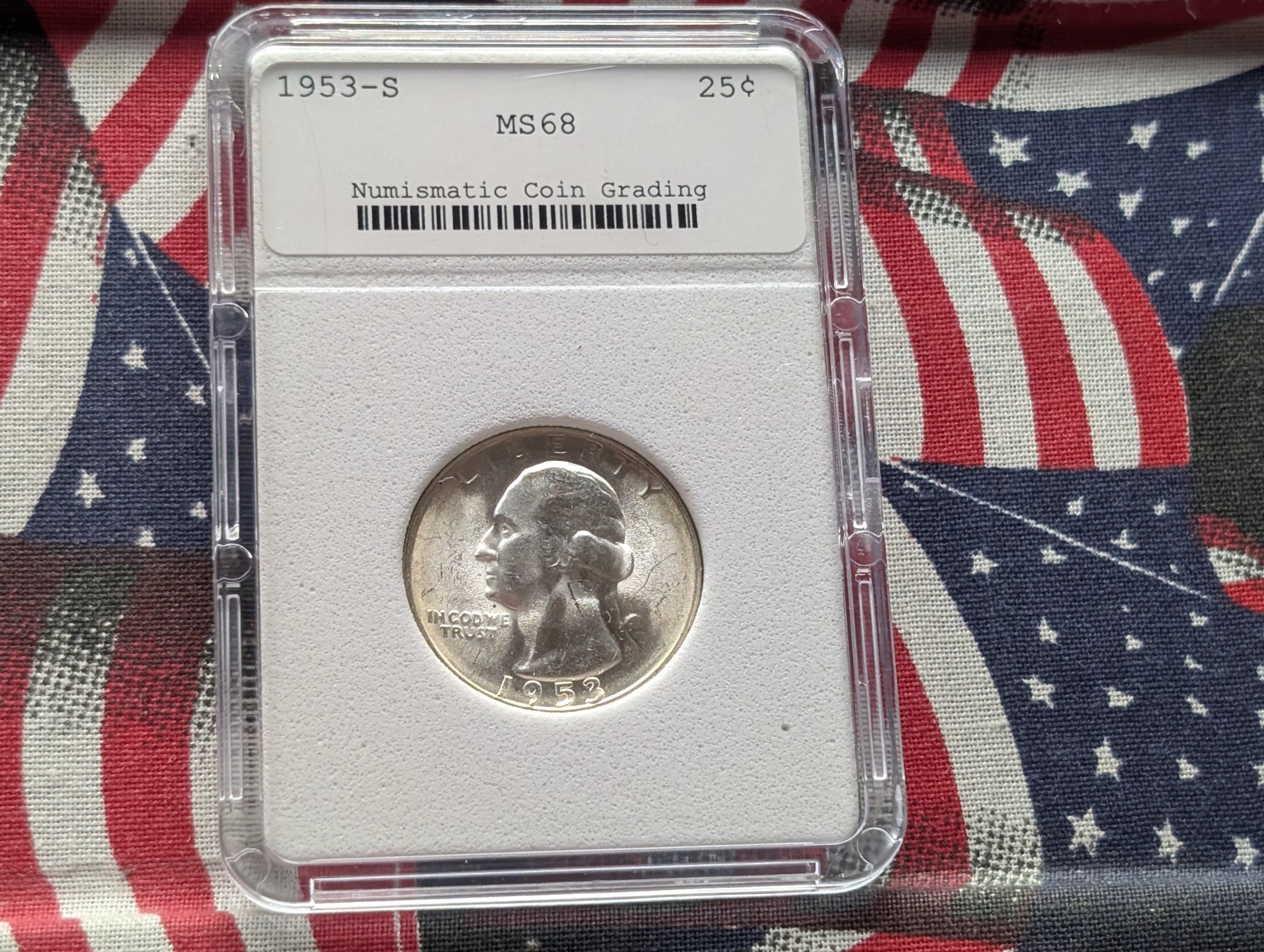 1953-S Washington 90% Silver Quarter - NCG Cert. MS68 - (NOT NGC)