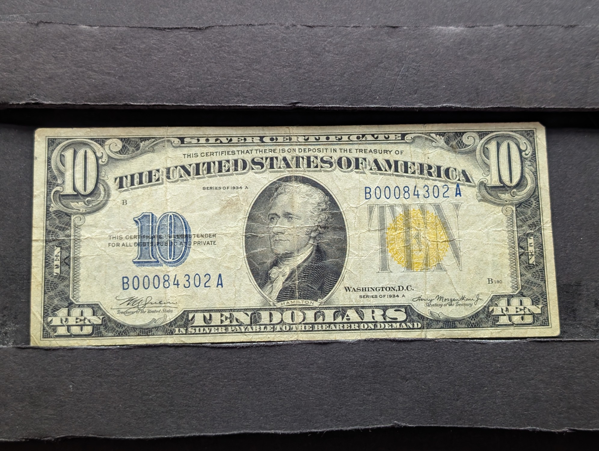 1934 A Series $10 North Africa Emergency Silver Certificate - Fine