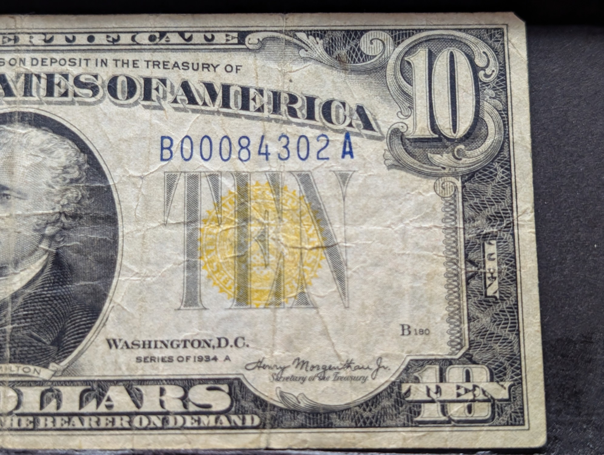 1934 A Series $10 North Africa Emergency Silver Certificate - Fine